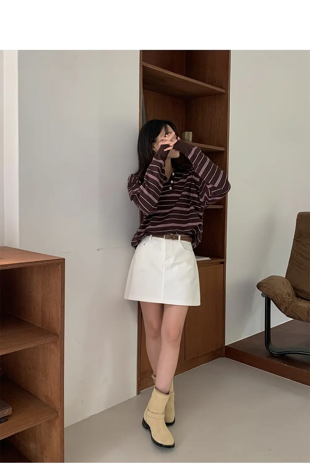 カラーハーフボタンボーダーカラーニット | 詳細画像8