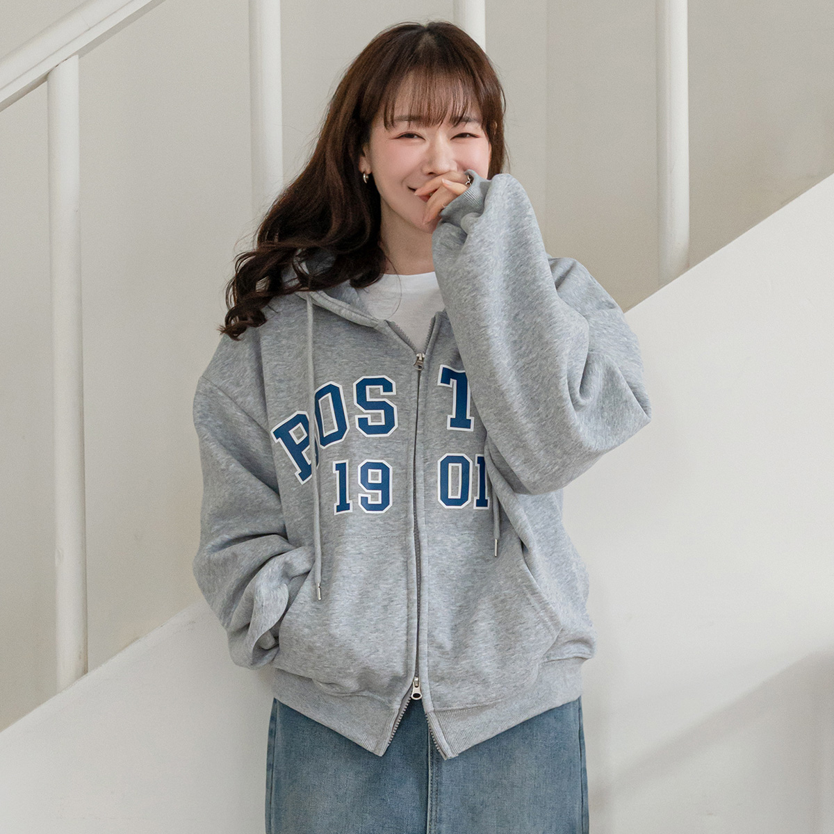 geeks ダブルジップパーカー ダブルジップフード長袖ルーズボクシーロゴジップパーカー