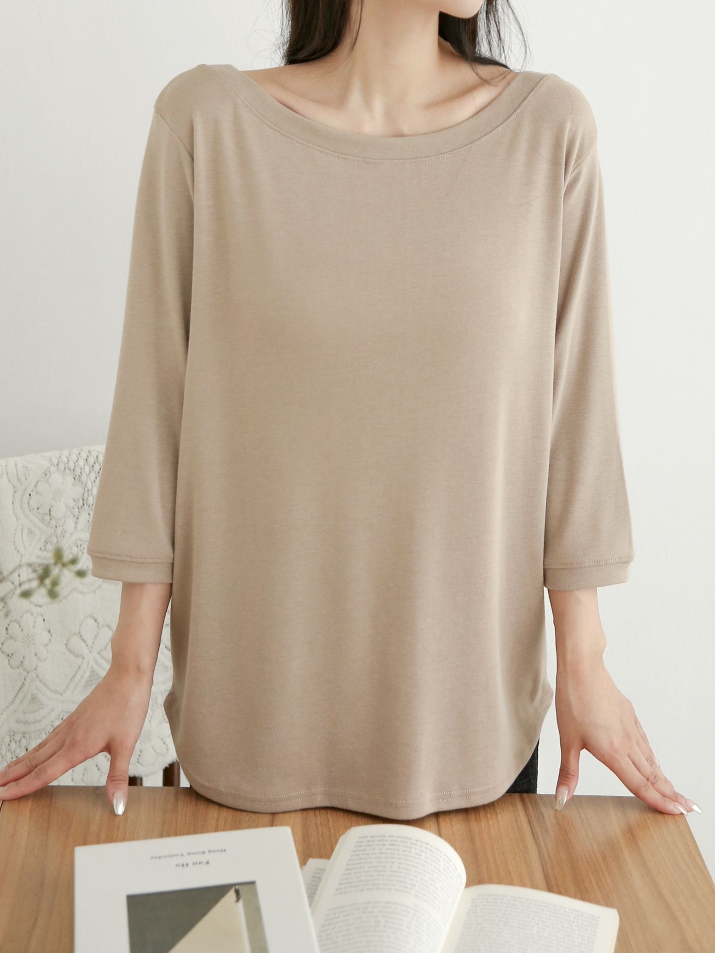 ボートネックロング7分袖無地Tシャツ | 詳細画像3