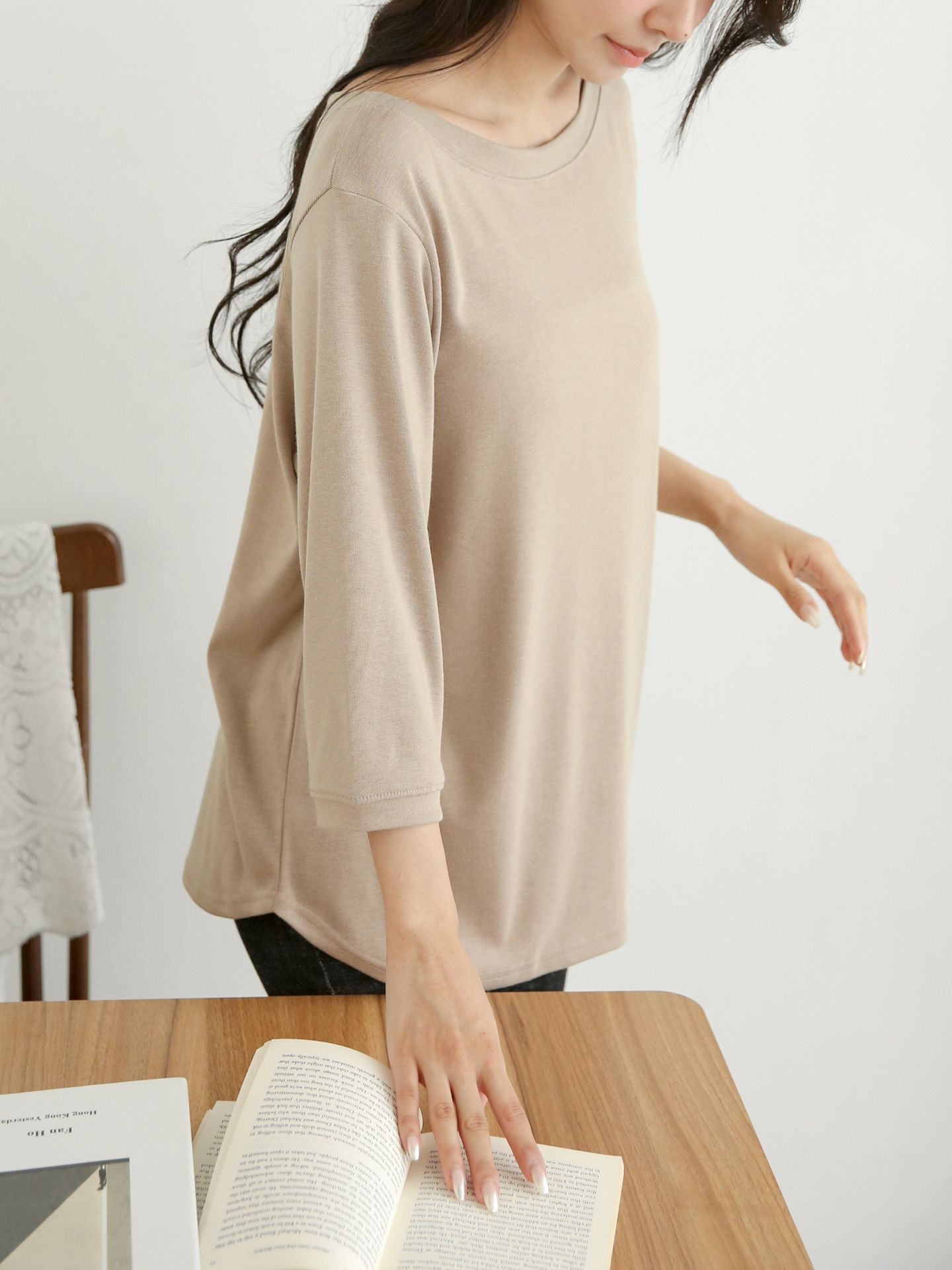 ボートネックロング7分袖無地Tシャツ | 詳細画像4