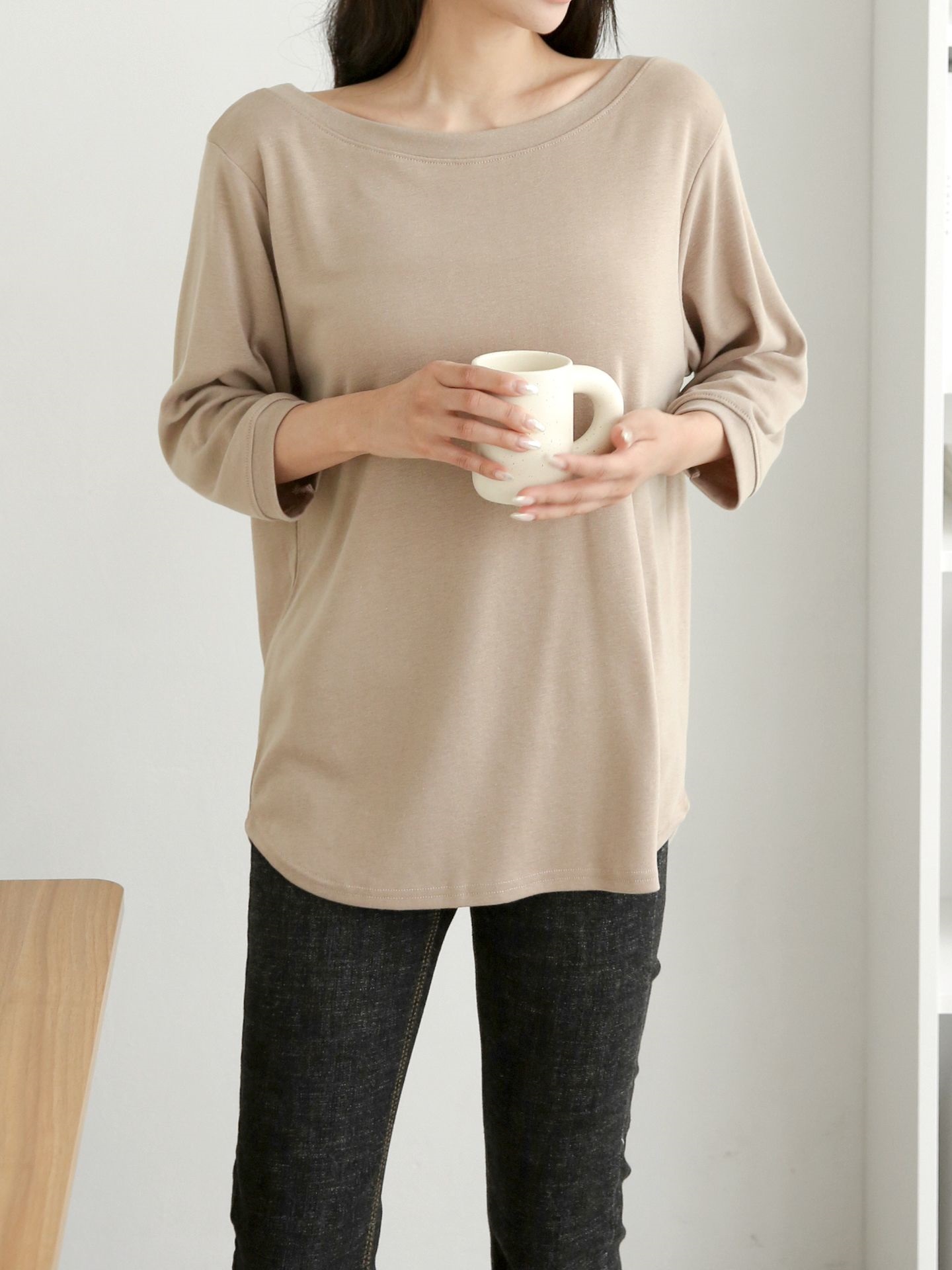 ボートネックロング7分袖無地Tシャツ | 詳細画像5