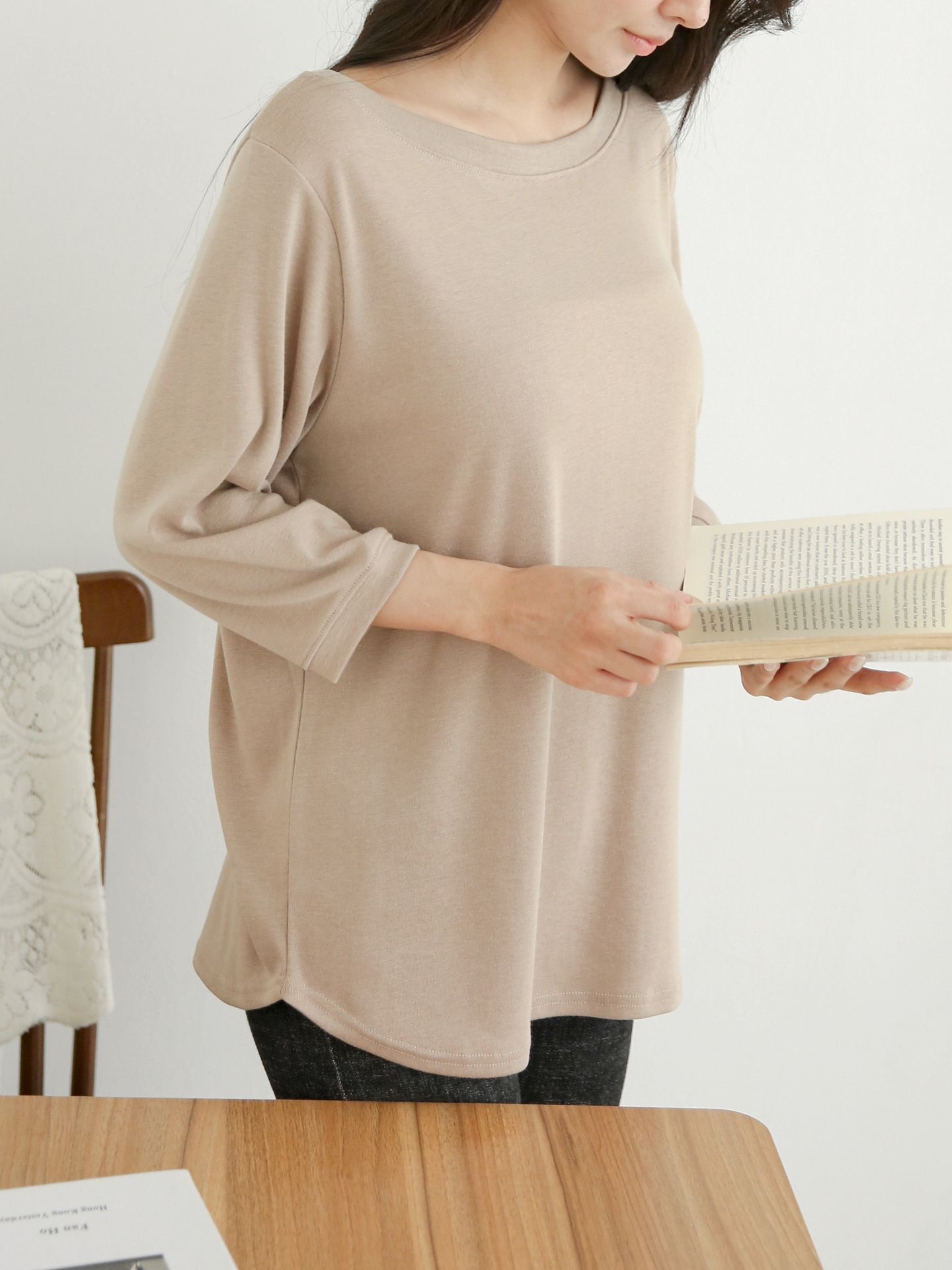 ボートネックロング7分袖無地Tシャツ | 詳細画像6