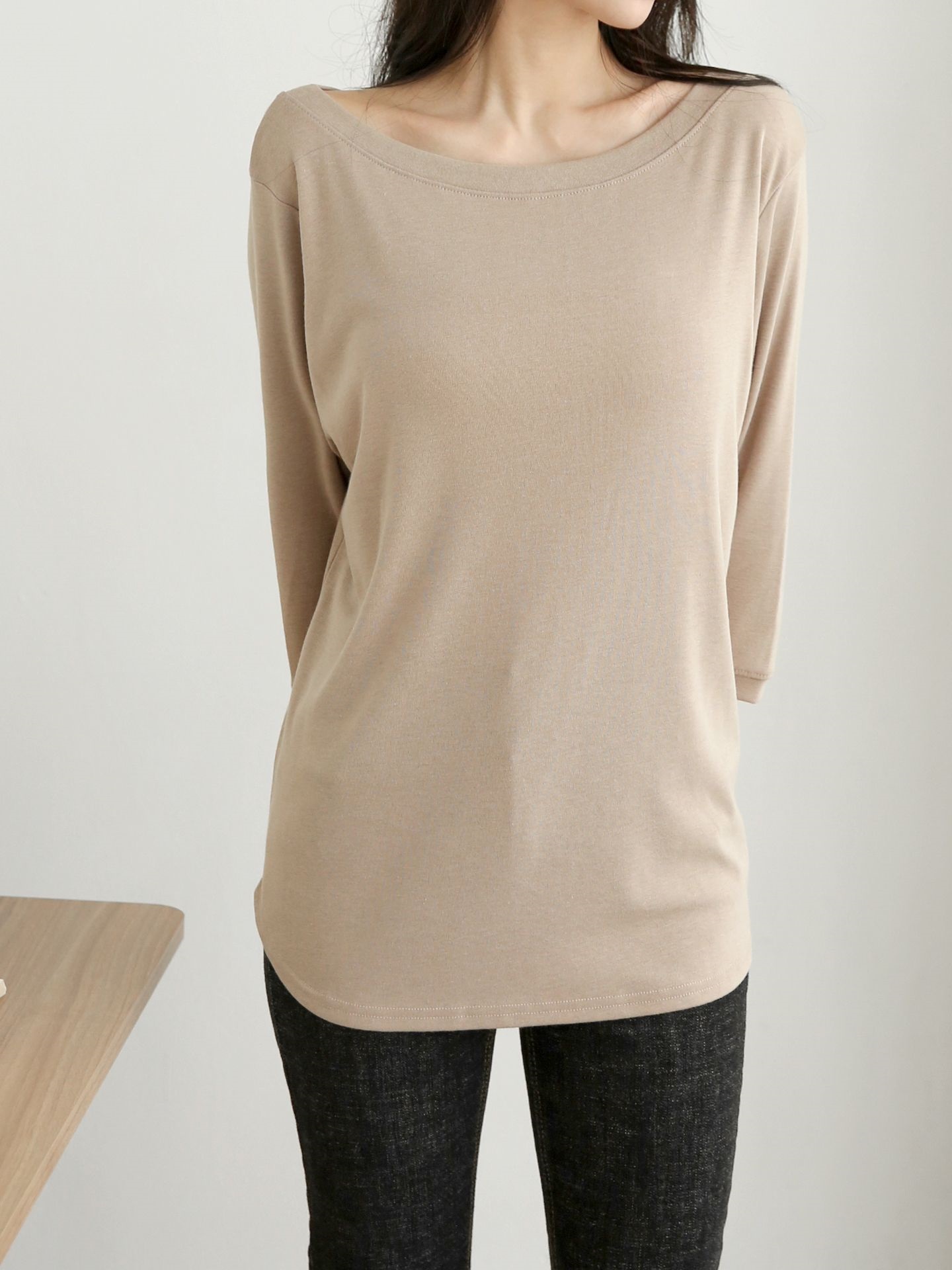 ボートネックロング7分袖無地Tシャツ | 詳細画像11