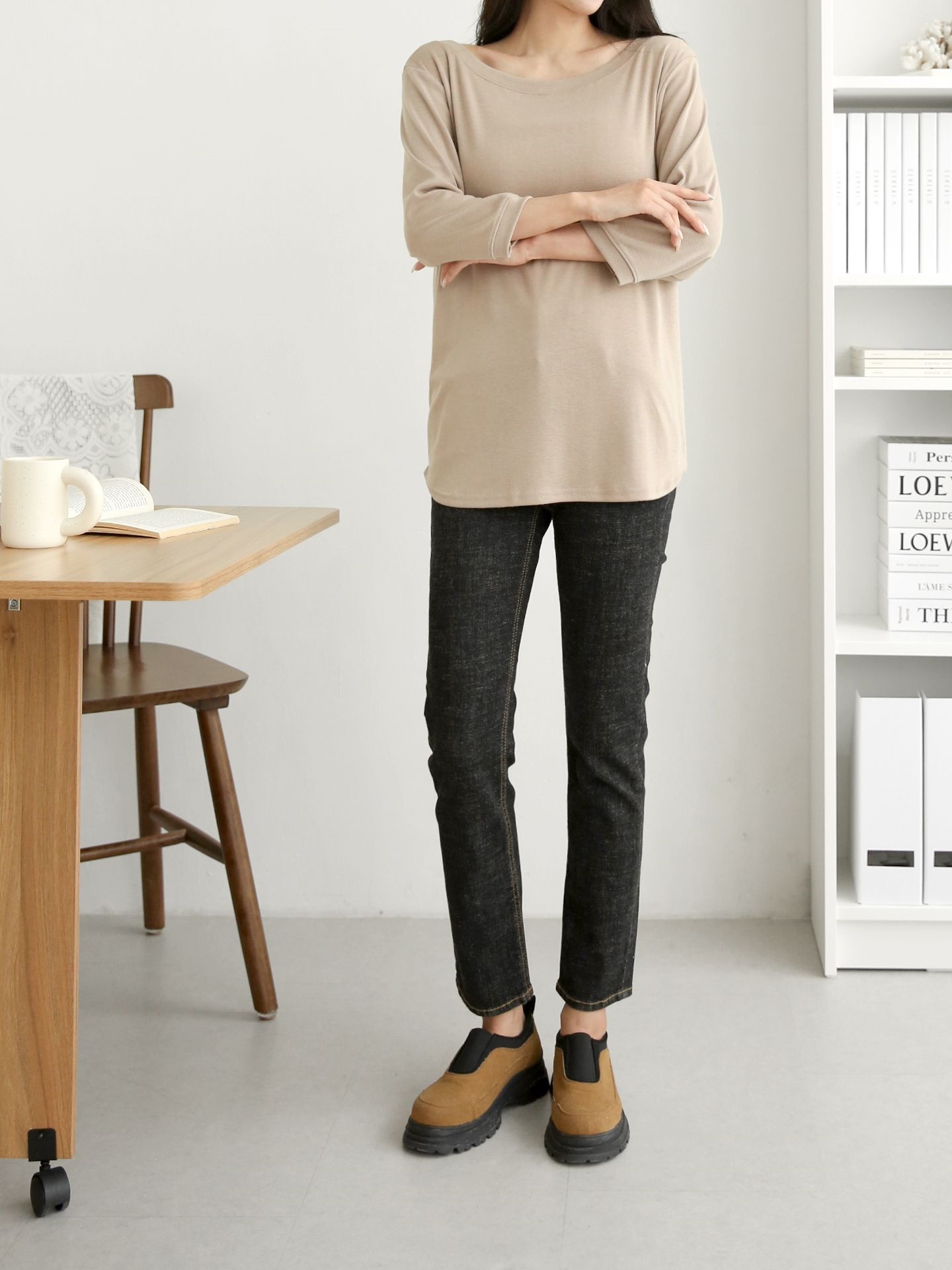 ボートネックロング7分袖無地Tシャツ | 詳細画像15