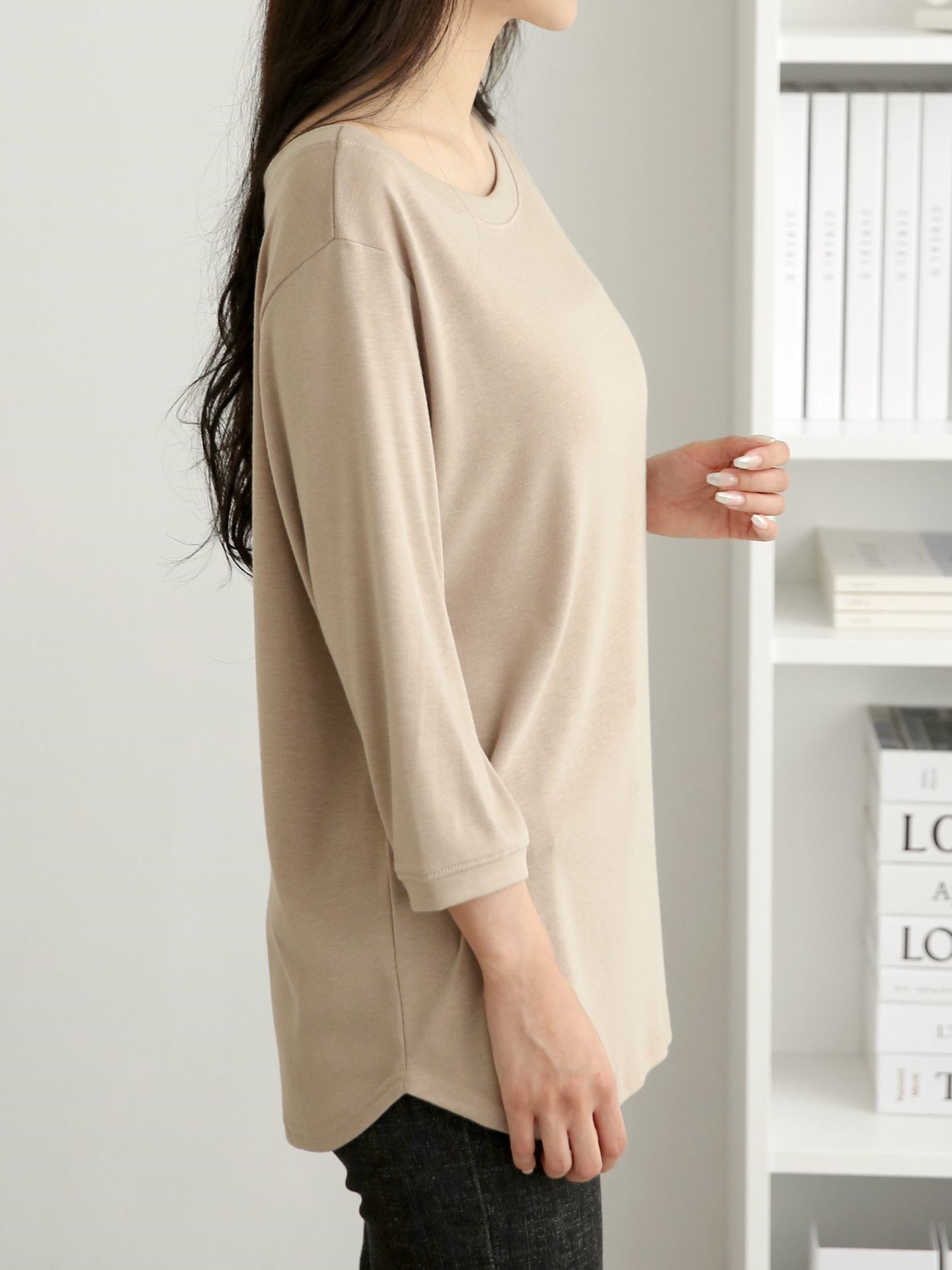 ボートネックロング7分袖無地Tシャツ | 詳細画像18