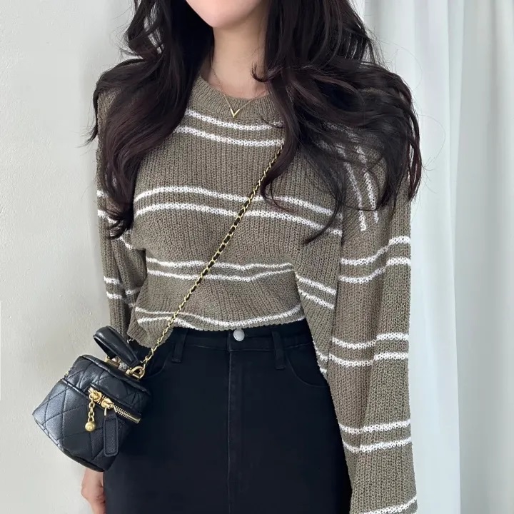 ラウンドネッククロップドボーダーニット | 詳細画像7