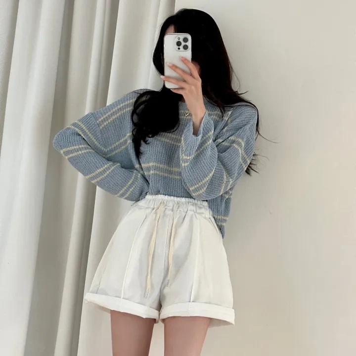 ラウンドネッククロップドボーダーニット | 詳細画像8