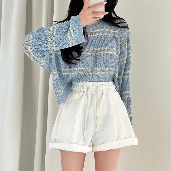 ラウンドネッククロップドボーダーニット | 詳細画像9