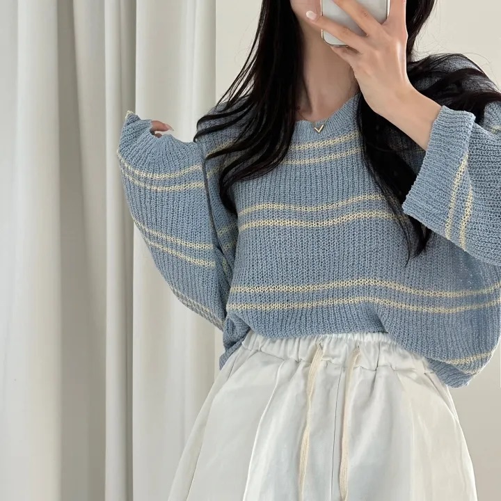 ラウンドネッククロップドボーダーニット | 詳細画像10