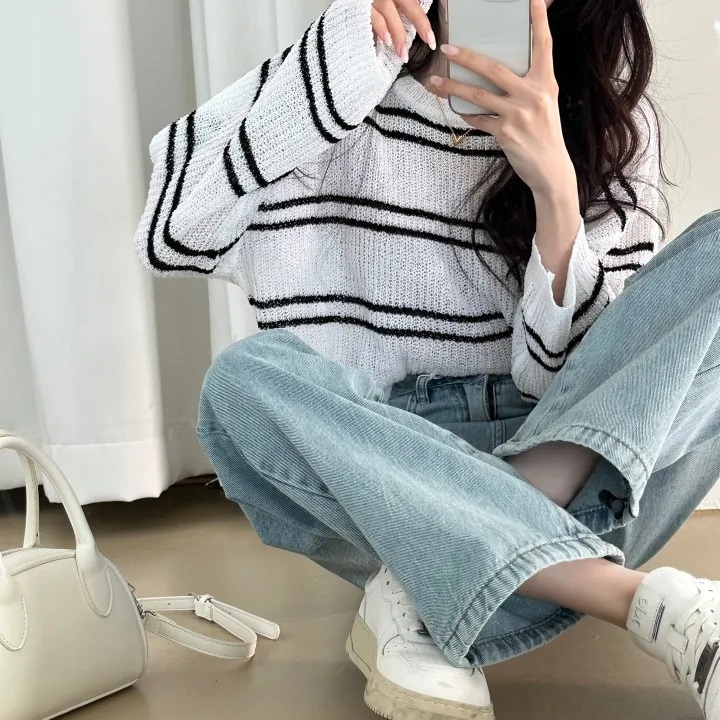 ラウンドネッククロップドボーダーニット | 詳細画像14