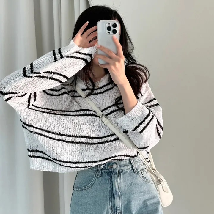 ラウンドネッククロップドボーダーニット | 詳細画像15