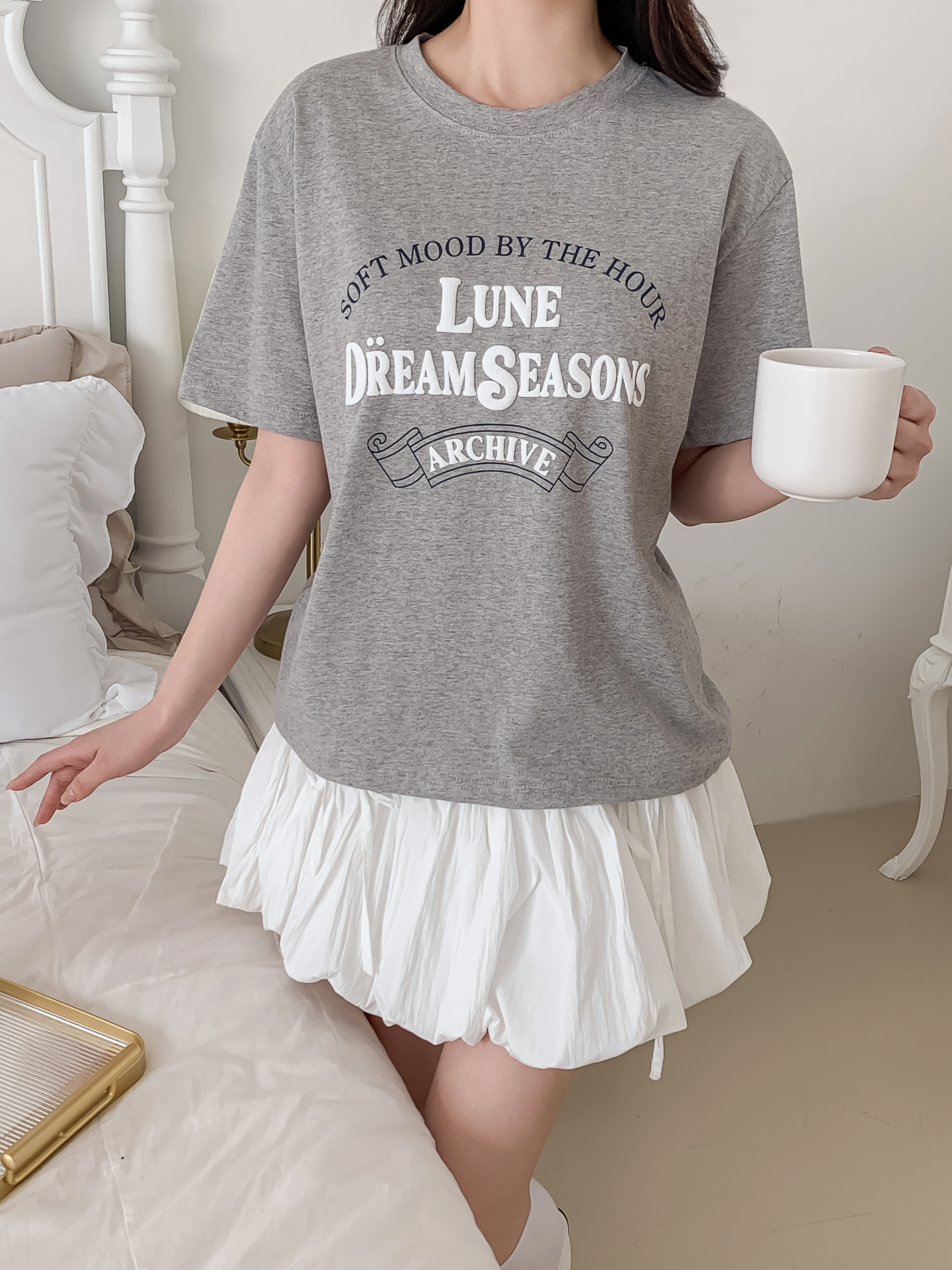 コットンラウンドネック半袖レタリングTシャツ | 詳細画像7