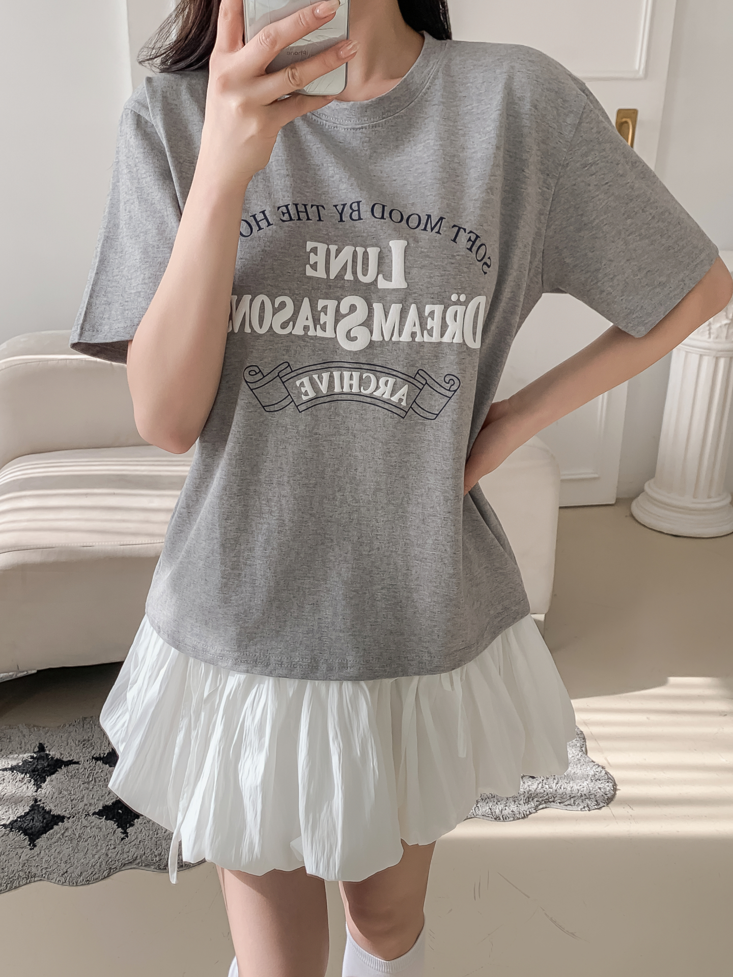 コットンラウンドネック半袖レタリングTシャツ | 詳細画像18