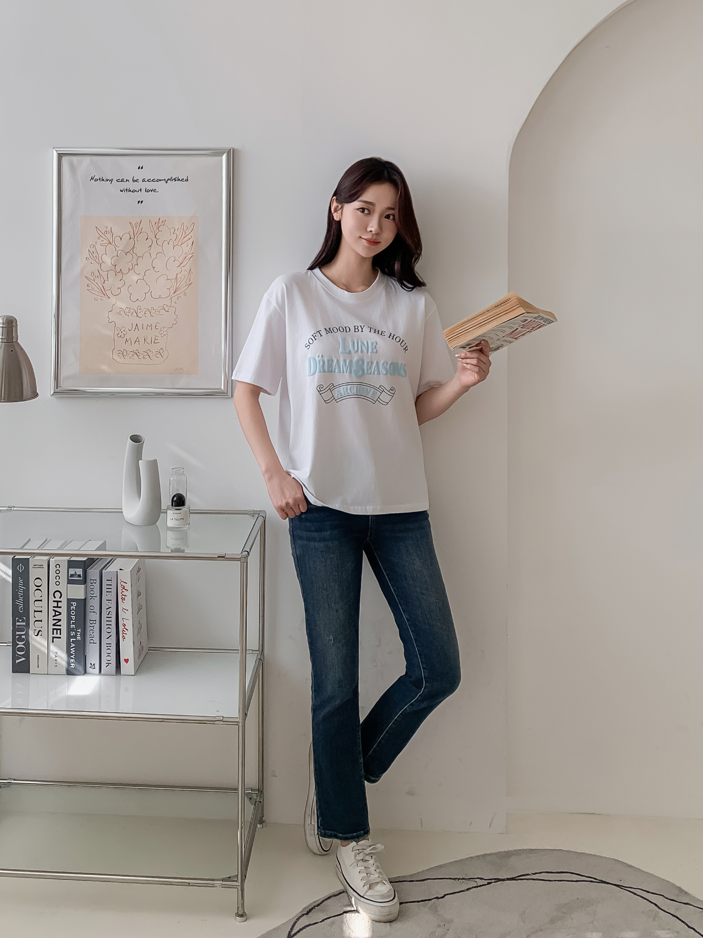 コットンラウンドネック半袖レタリングTシャツ | 詳細画像20