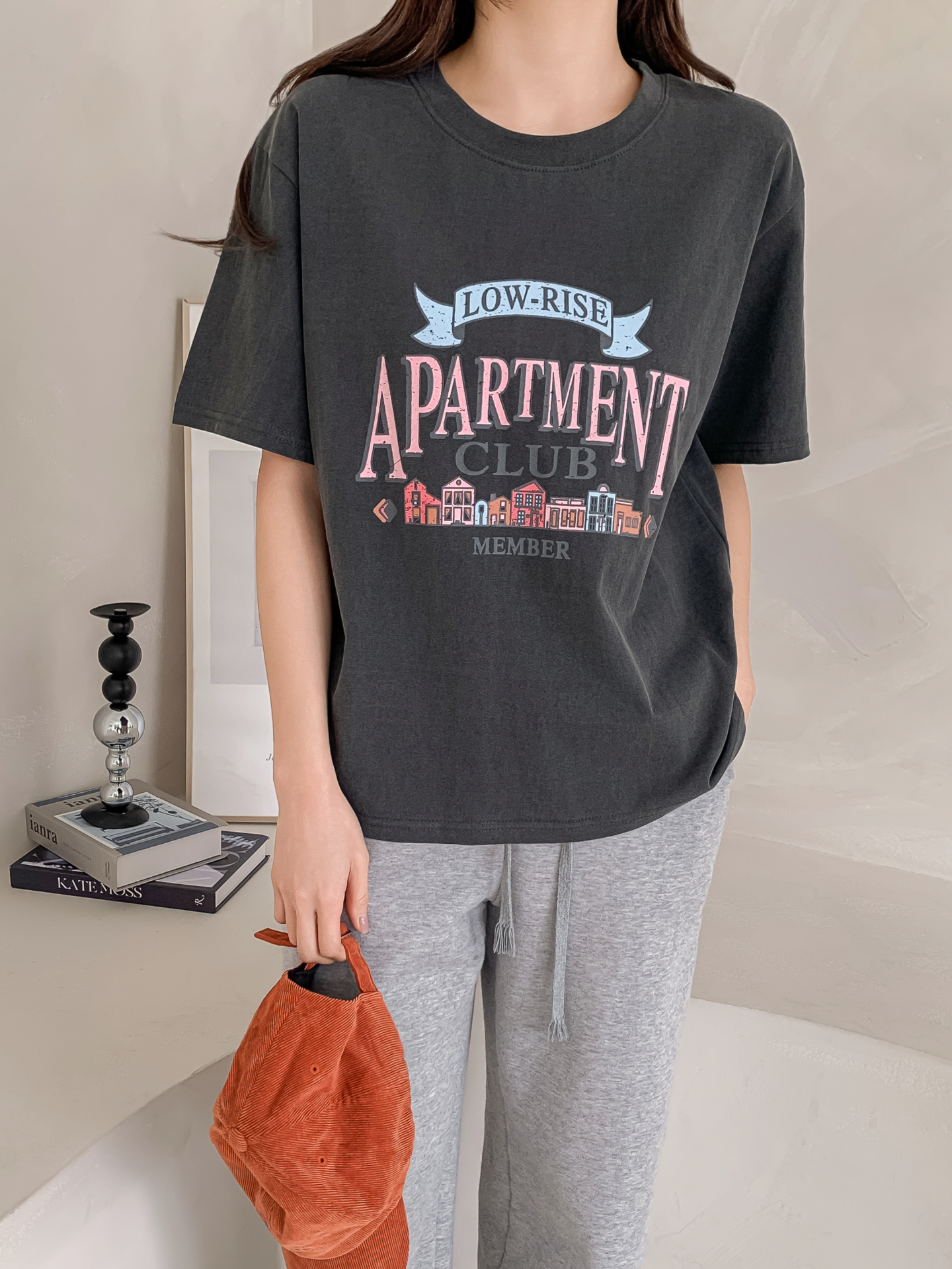 ラウンドネック半袖ハーフプリントTシャツ | 詳細画像2