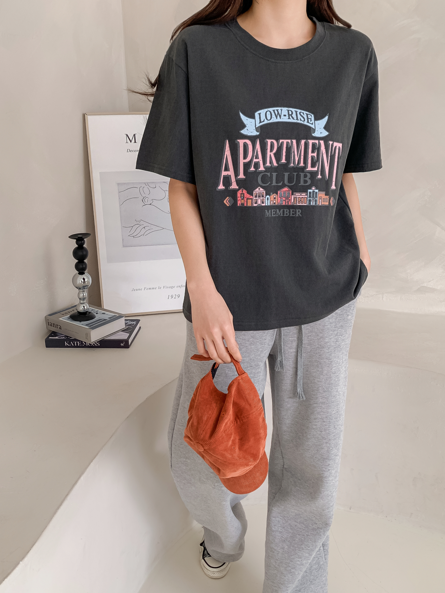 ラウンドネック半袖ハーフプリントTシャツ | 詳細画像8