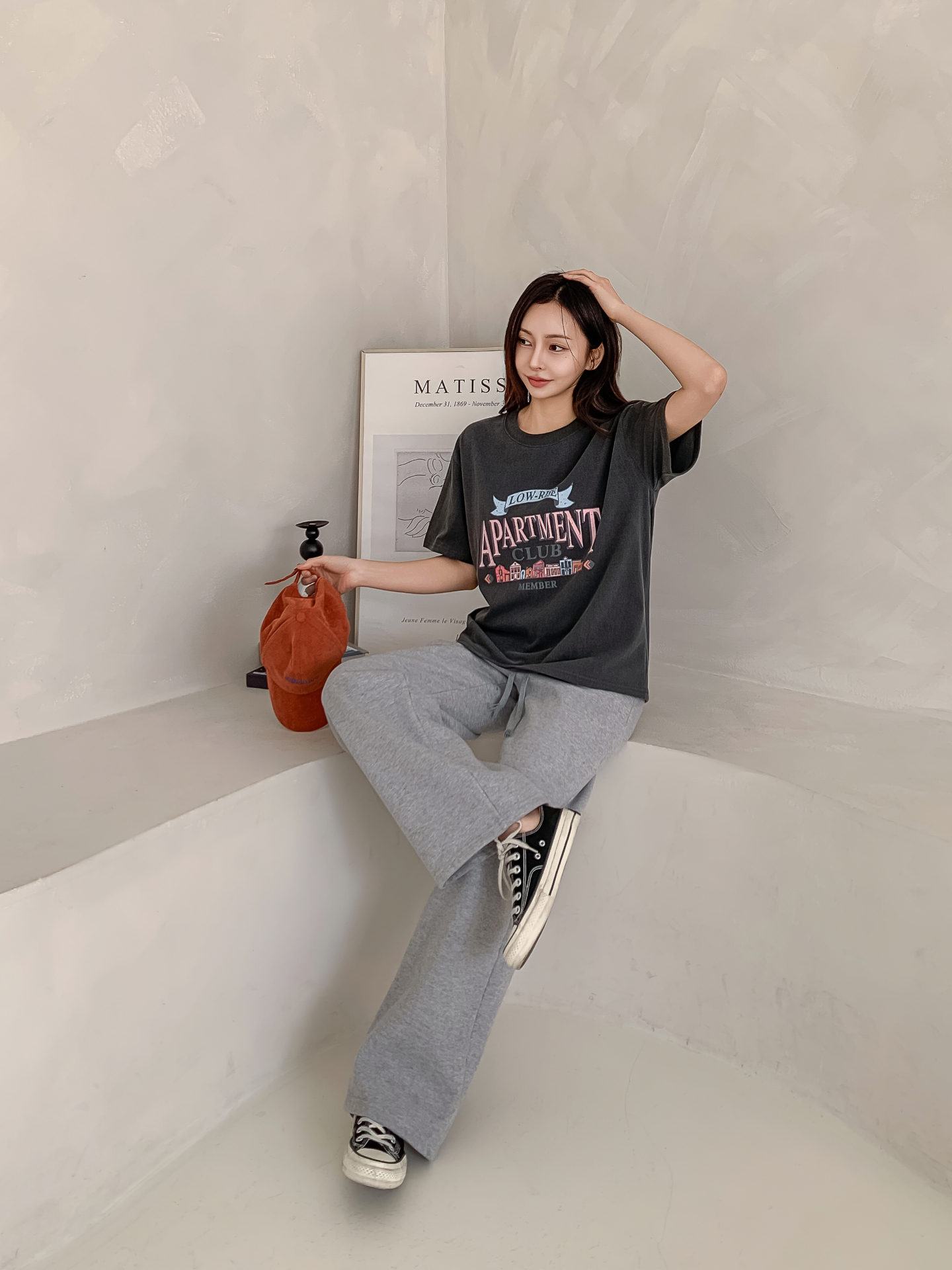 ラウンドネック半袖ハーフプリントTシャツ | 詳細画像4