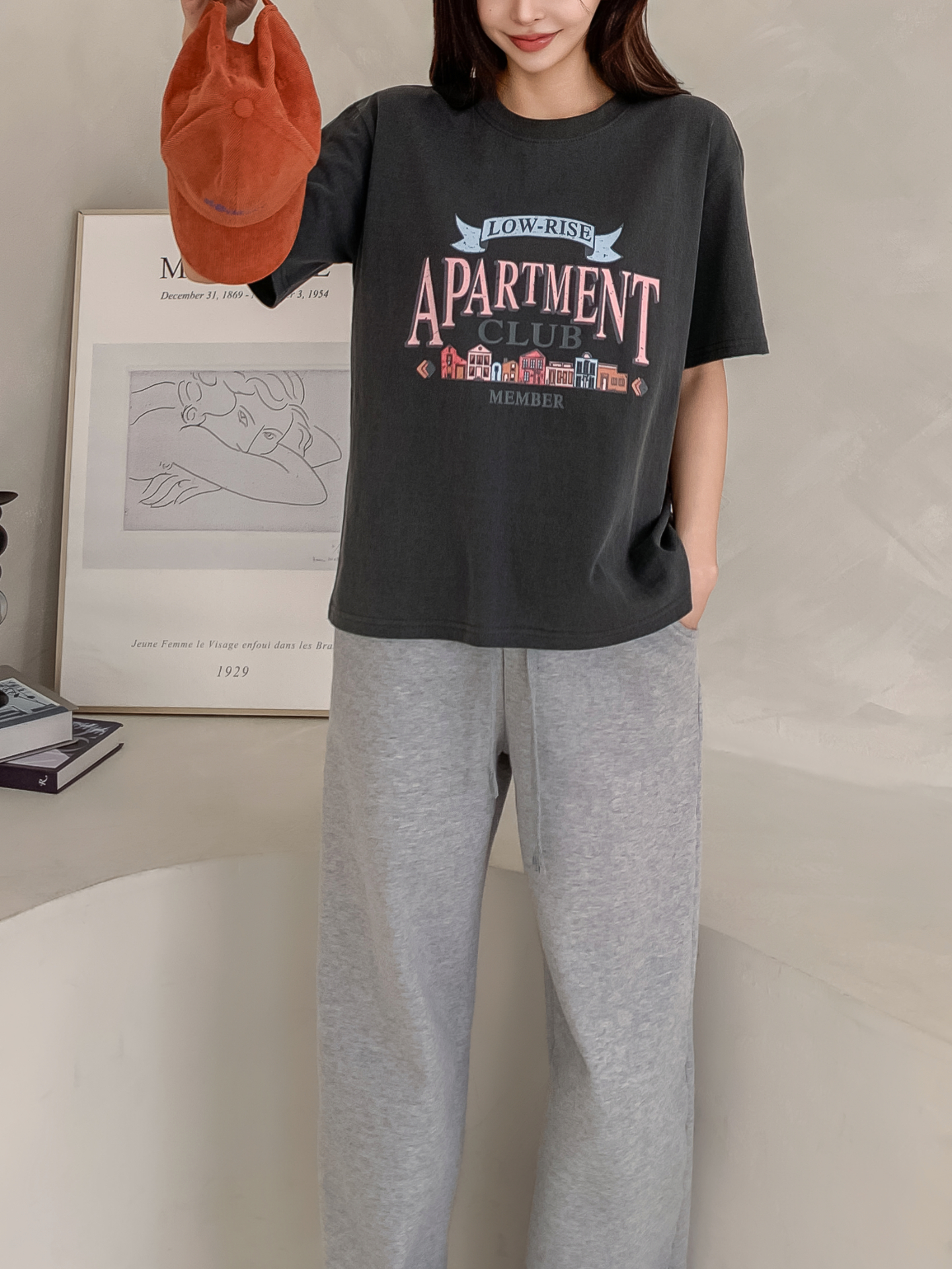 ラウンドネック半袖ハーフプリントTシャツ | 詳細画像12