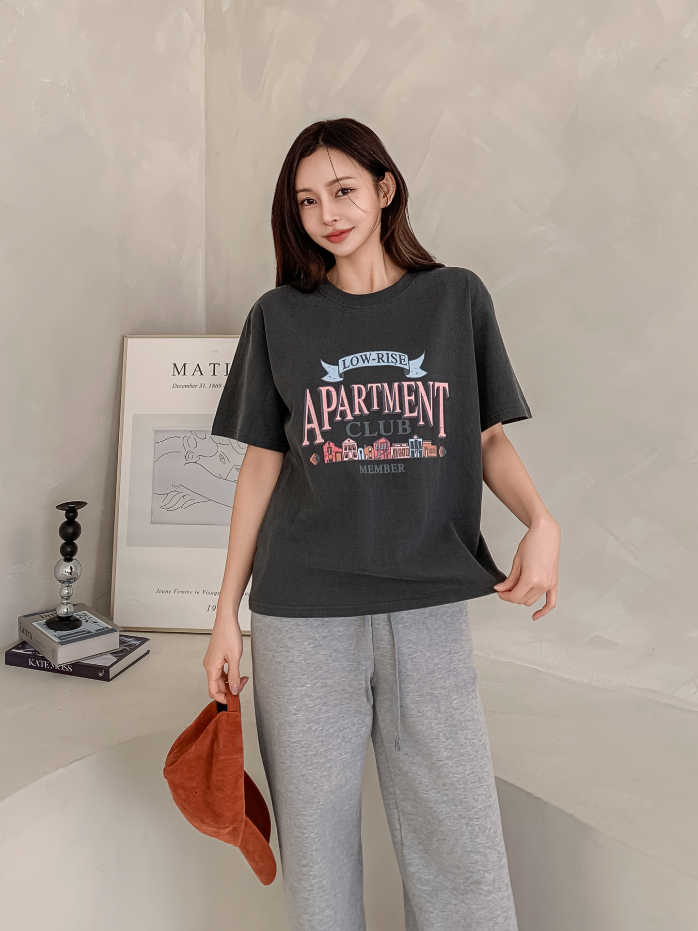 ラウンドネック半袖ハーフプリントTシャツ | 詳細画像6