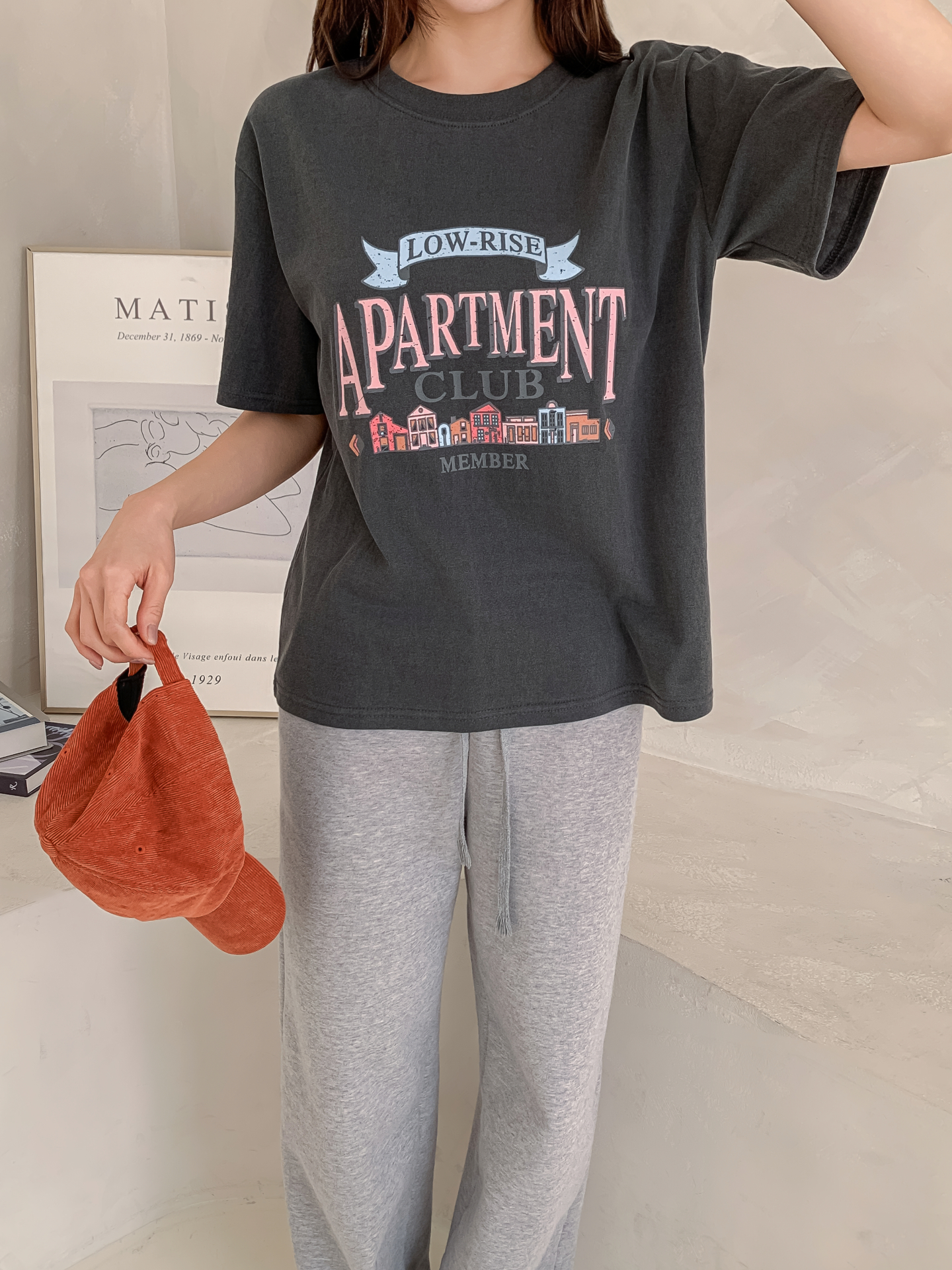 ラウンドネック半袖ハーフプリントTシャツ | 詳細画像13