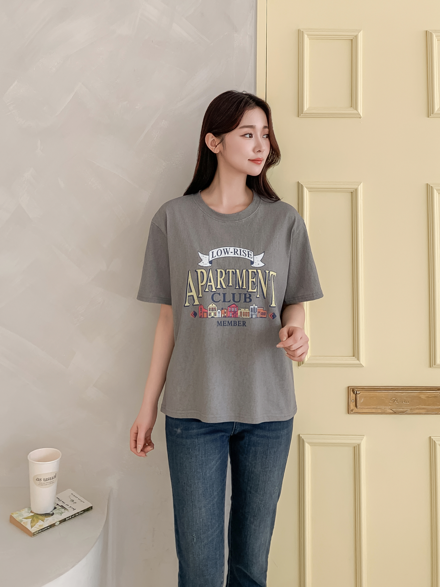 ラウンドネック半袖ハーフプリントTシャツ | 詳細画像18