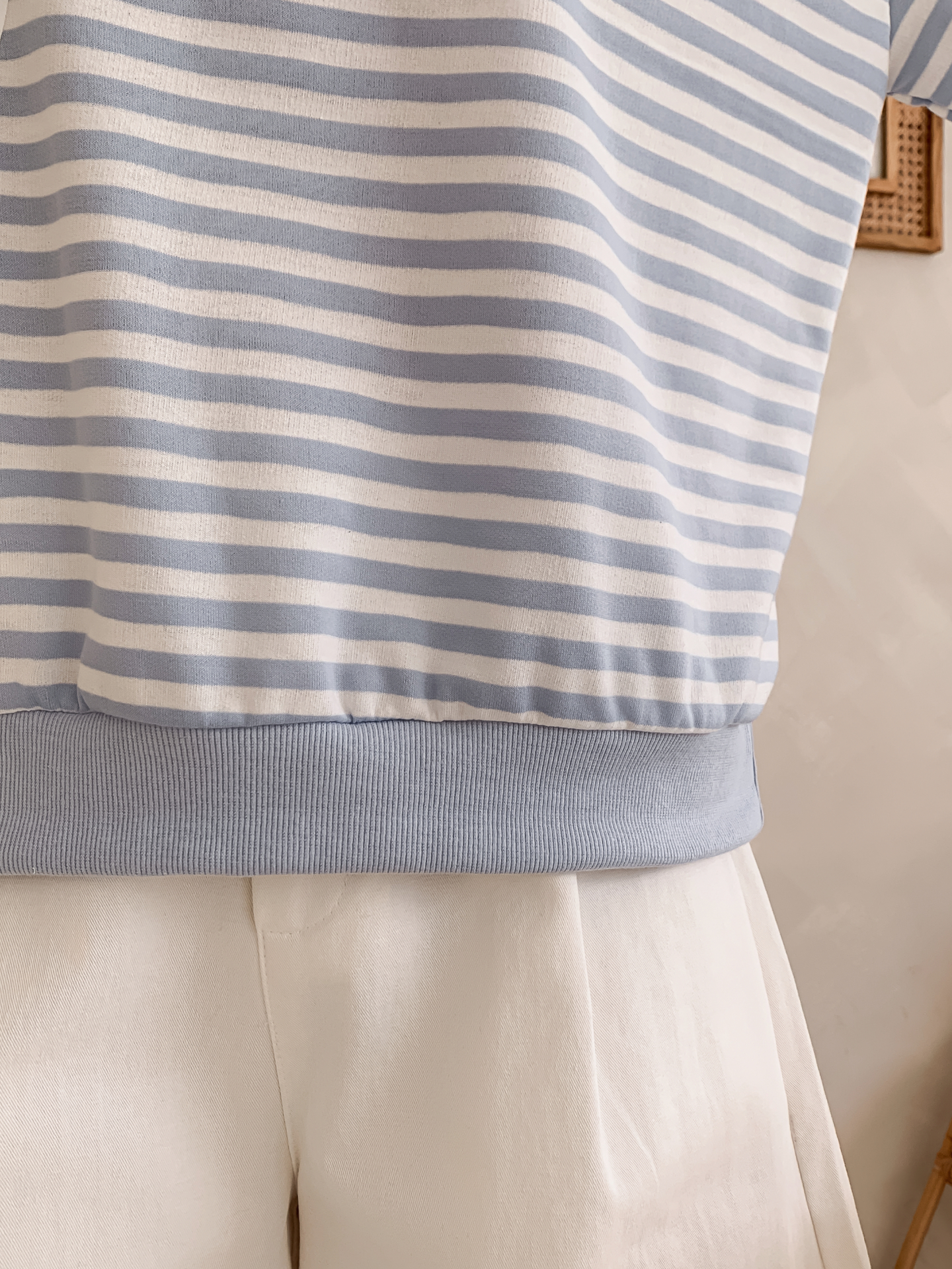 ラウンドネックルーズ半袖レタリングボーダー配色スウェット | 詳細画像10