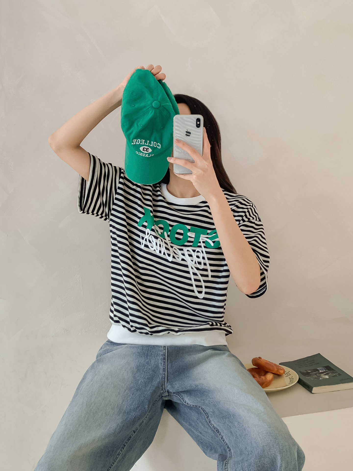 ラウンドネックルーズ半袖レタリングボーダー配色スウェット | 詳細画像35