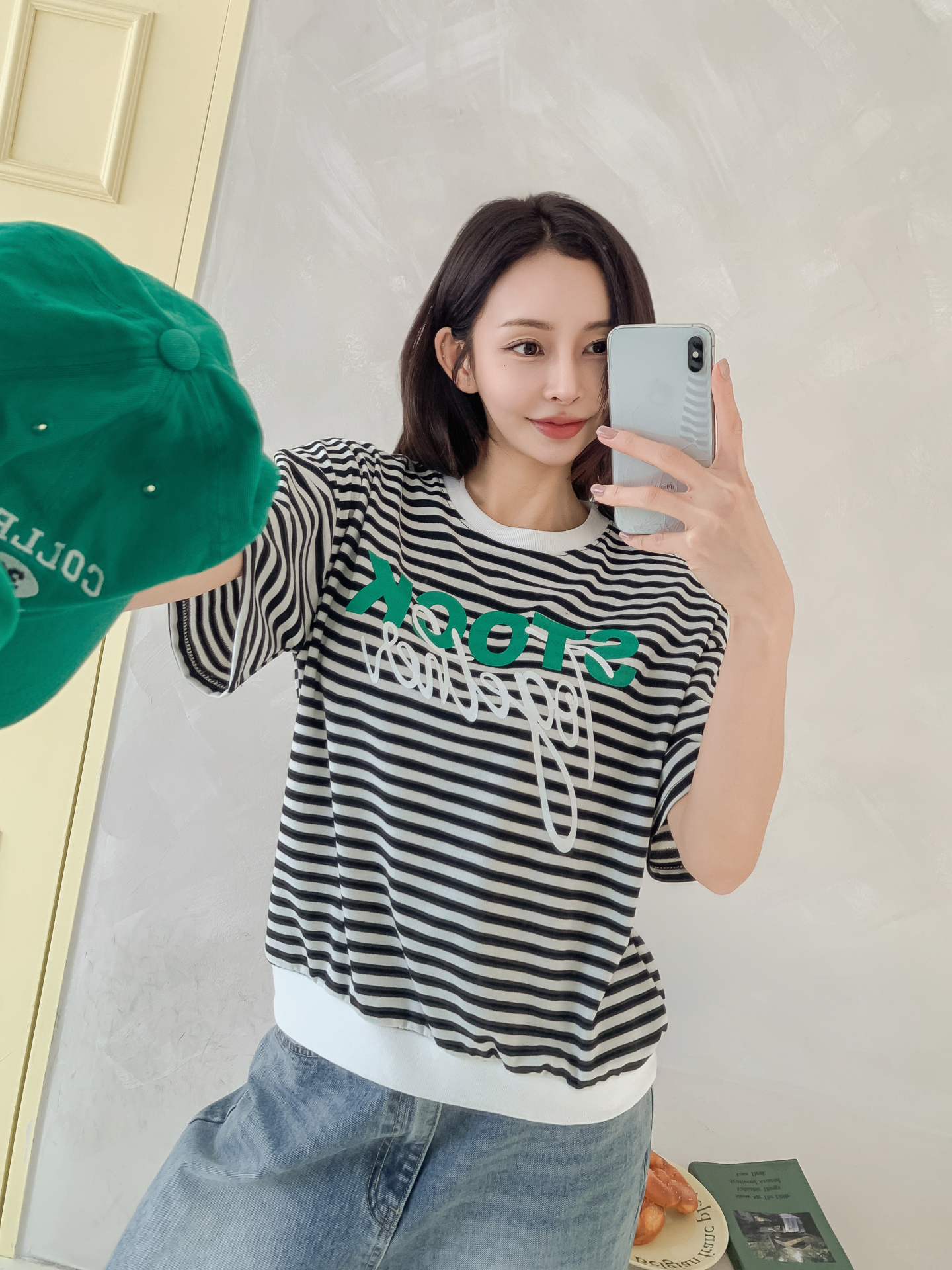 ラウンドネックルーズ半袖レタリングボーダー配色スウェット | 詳細画像37