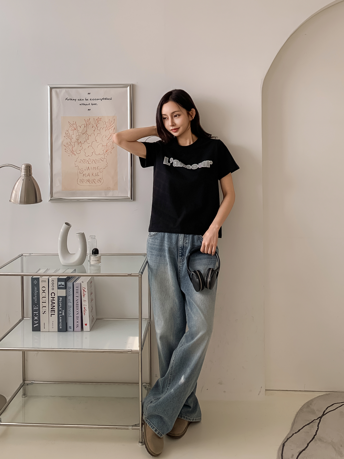 コットンラウンドネックベーシック半袖刺繍Tシャツ | 詳細画像13