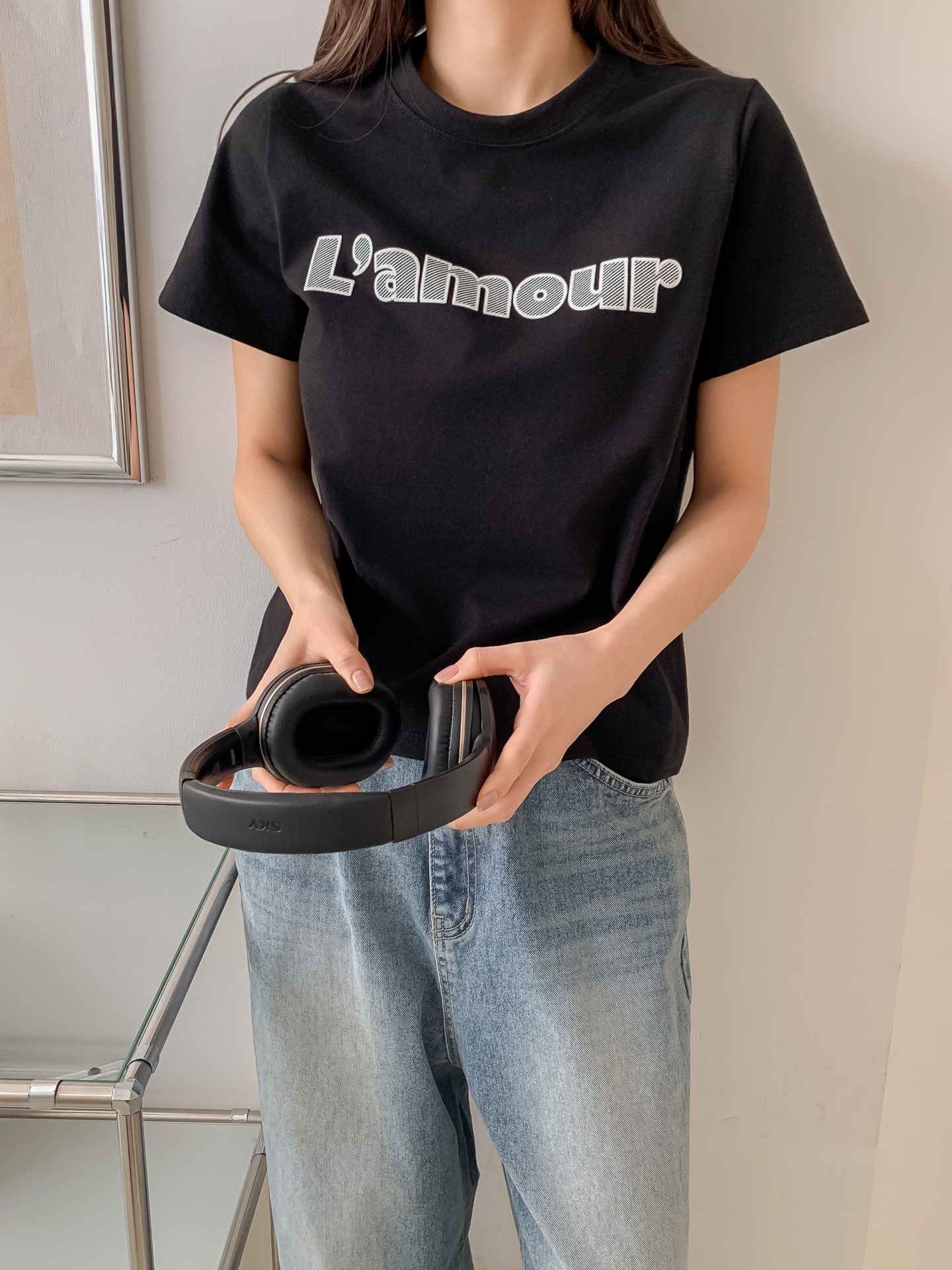 コットンラウンドネックベーシック半袖刺繍Tシャツ | 詳細画像16