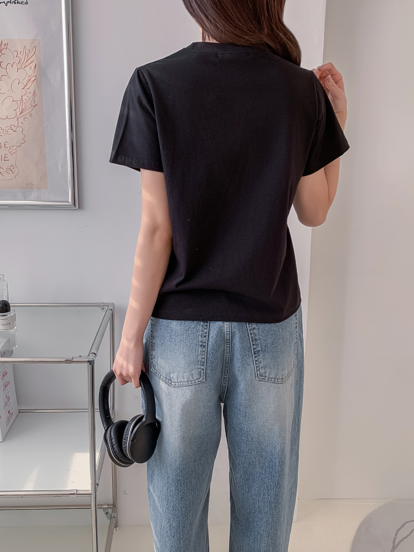 コットンラウンドネックベーシック半袖刺繍Tシャツ | 詳細画像17