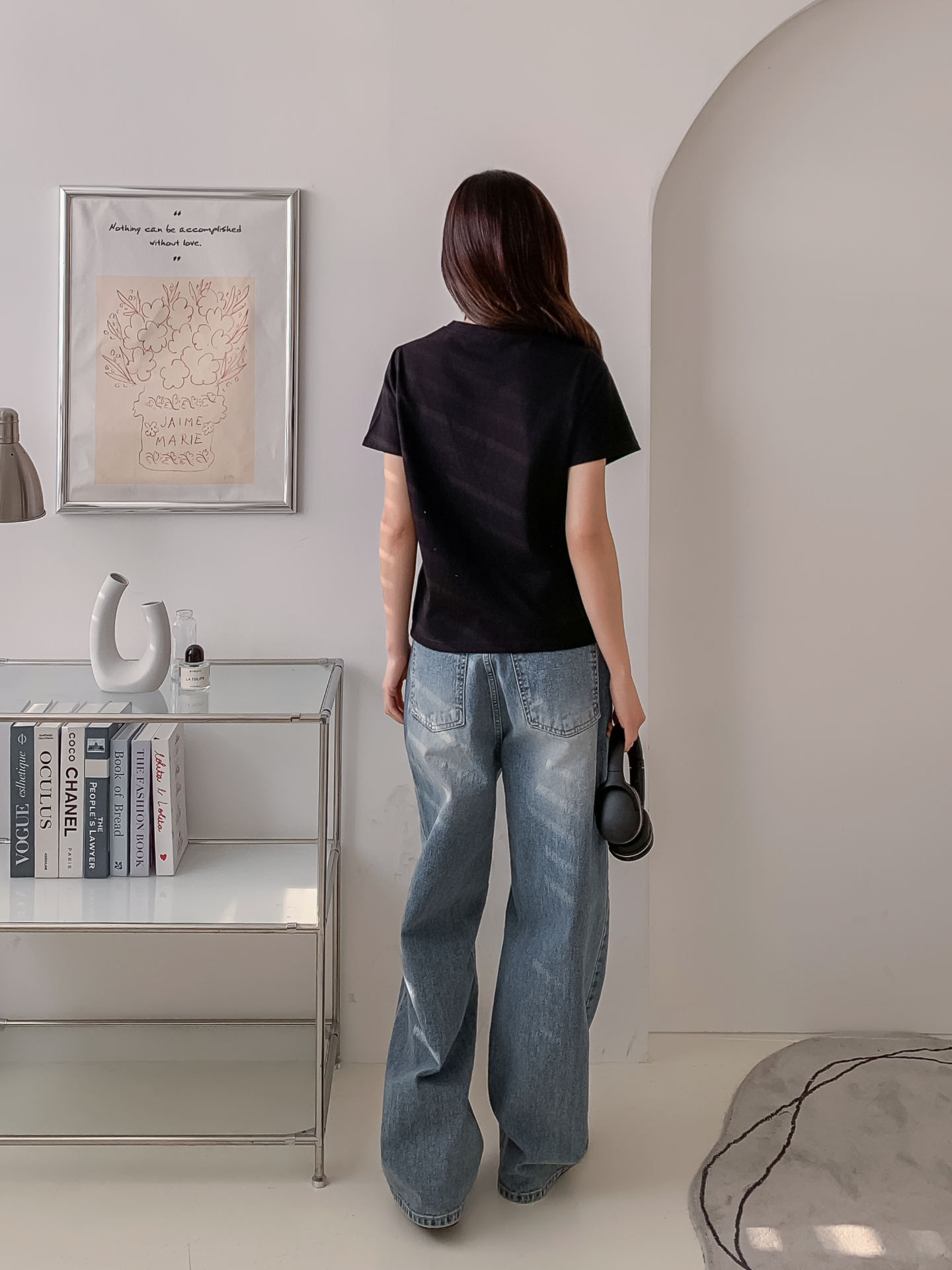 コットンラウンドネックベーシック半袖刺繍Tシャツ | 詳細画像18