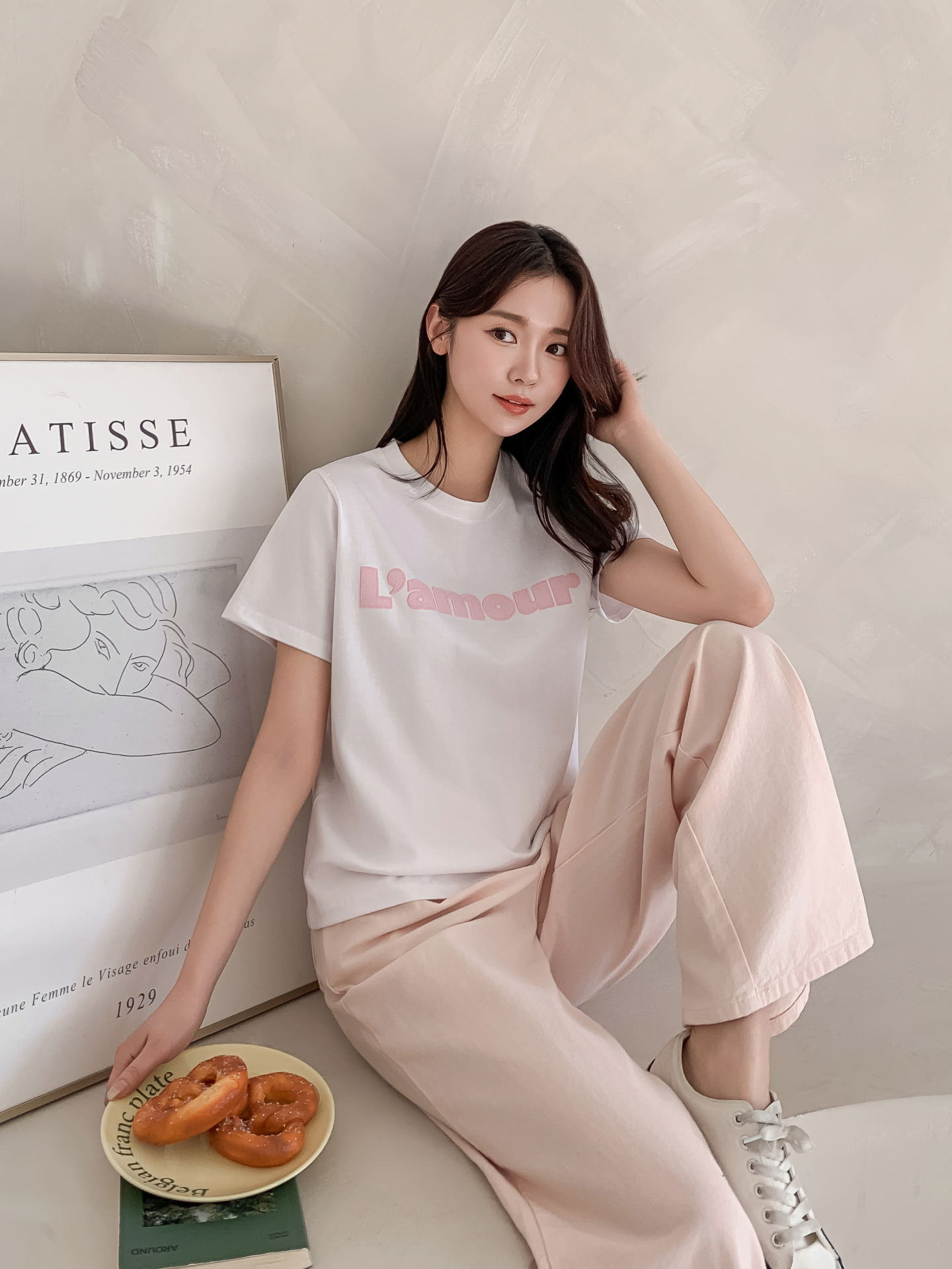 コットンラウンドネックベーシック半袖刺繍Tシャツ | 詳細画像31