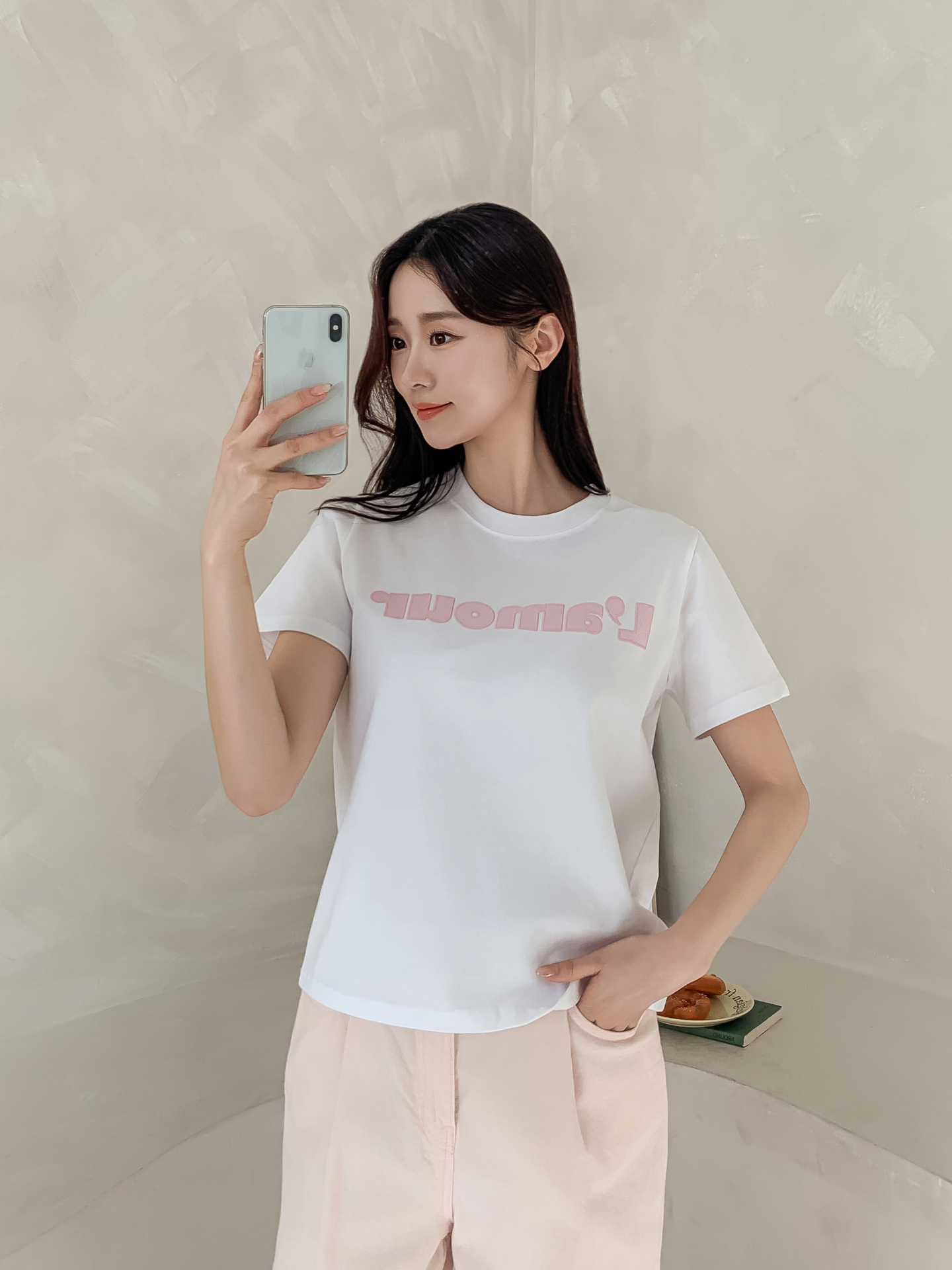 コットンラウンドネックベーシック半袖刺繍Tシャツ | 詳細画像35