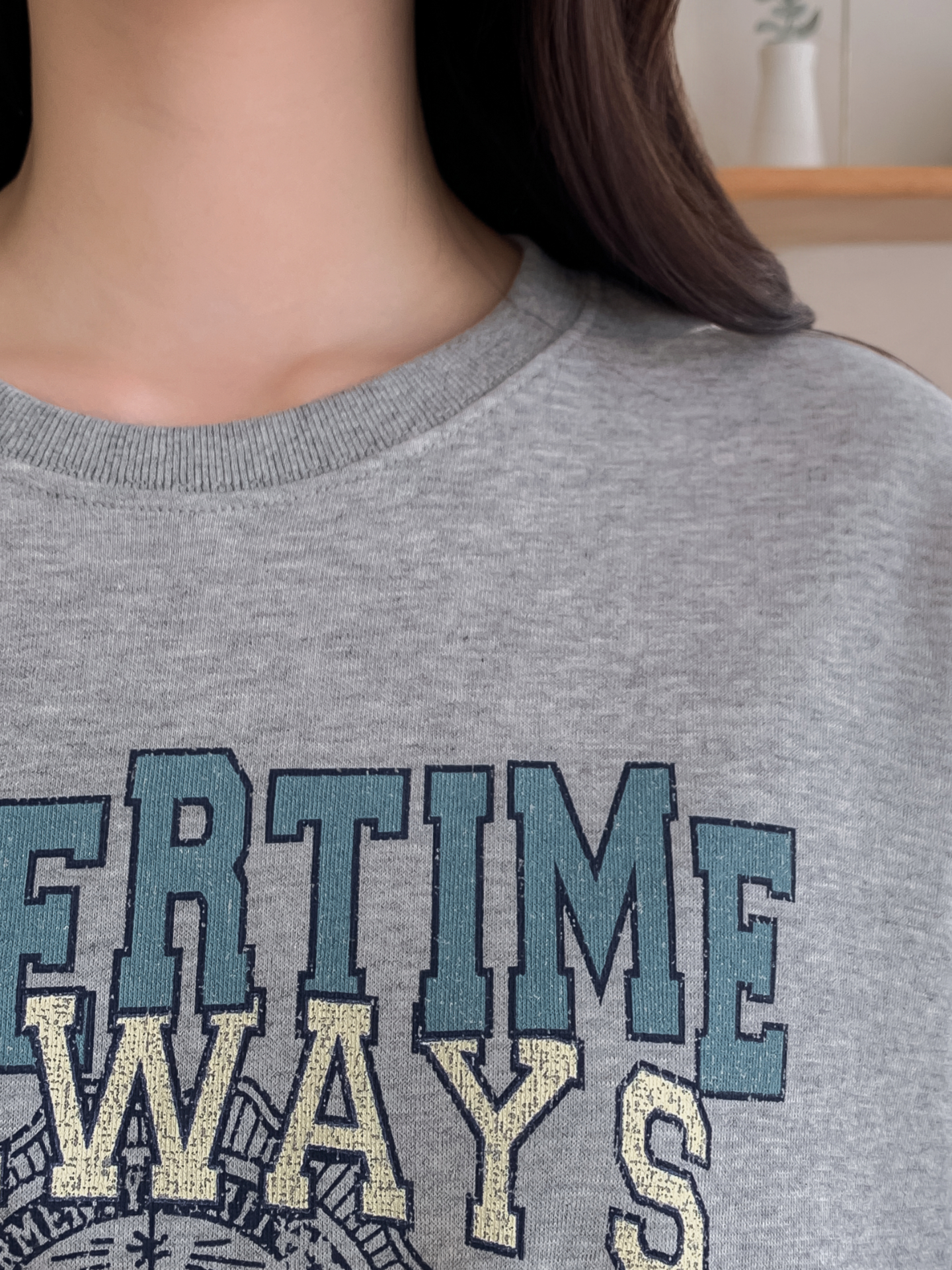 ラウンドネックルーズ半袖ドロップショルダーレタリングスウェット | 詳細画像7