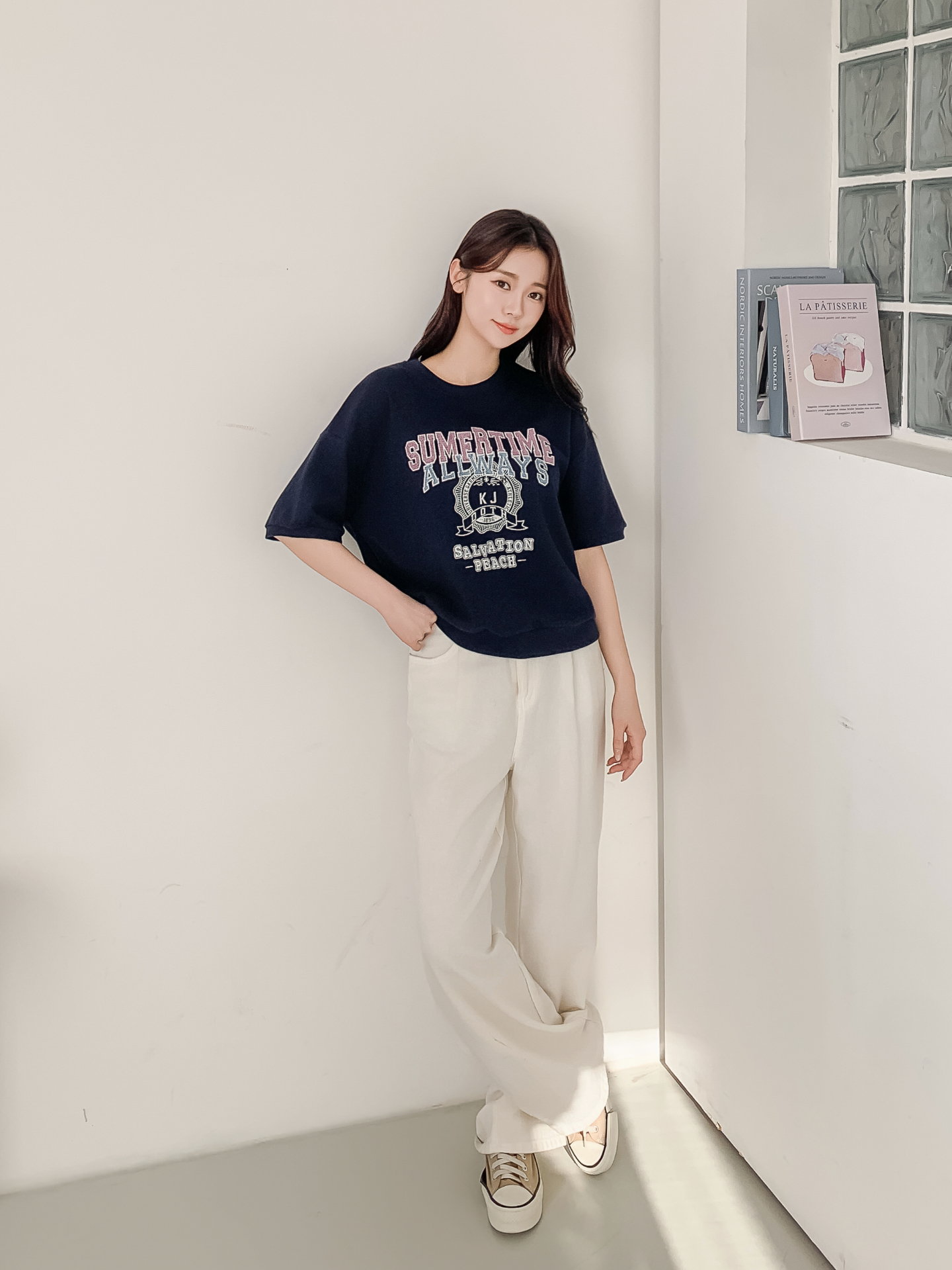 ラウンドネックルーズ半袖ドロップショルダーレタリングスウェット | 詳細画像20