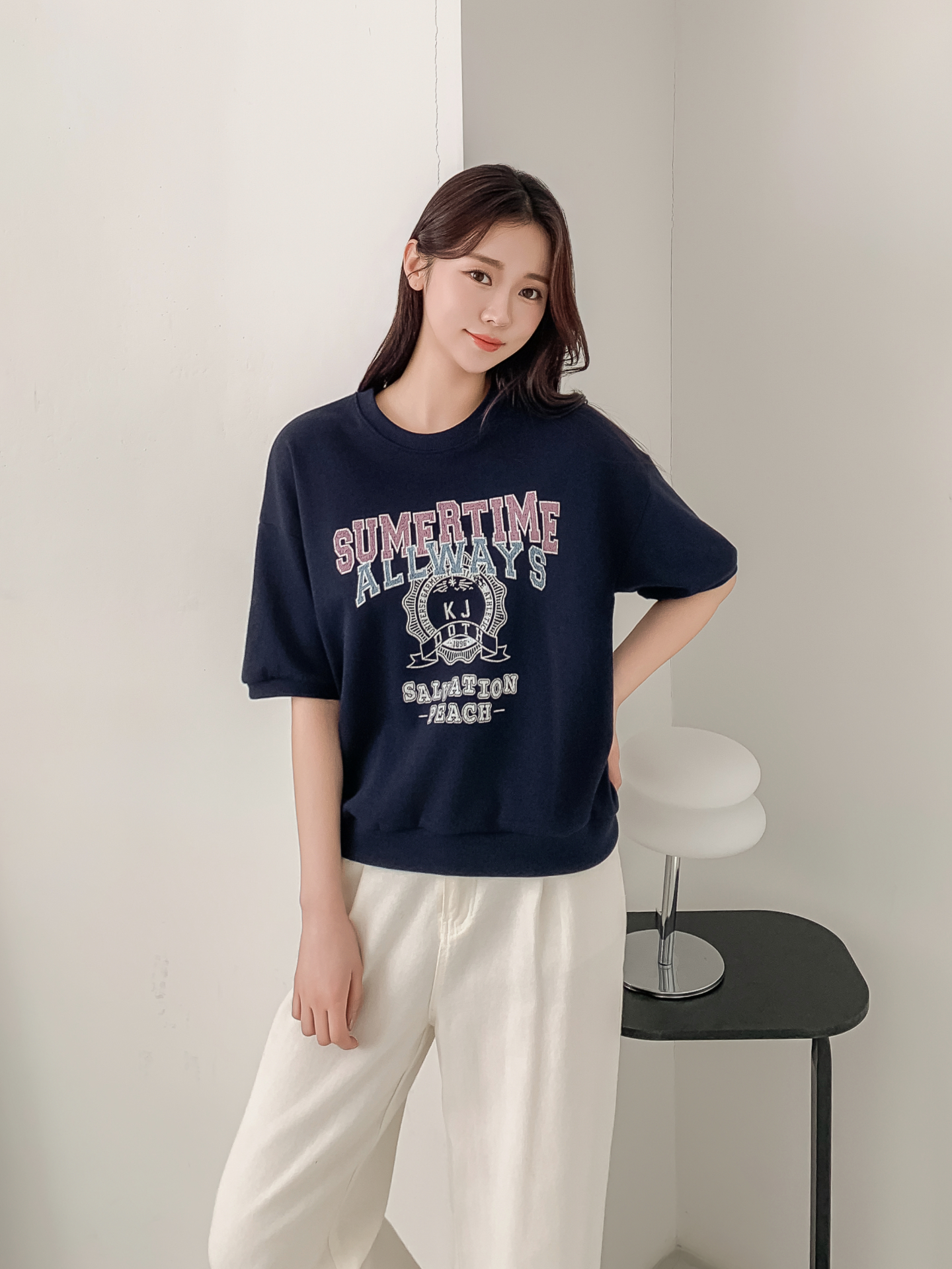 ラウンドネックルーズ半袖ドロップショルダーレタリングスウェット | 詳細画像21