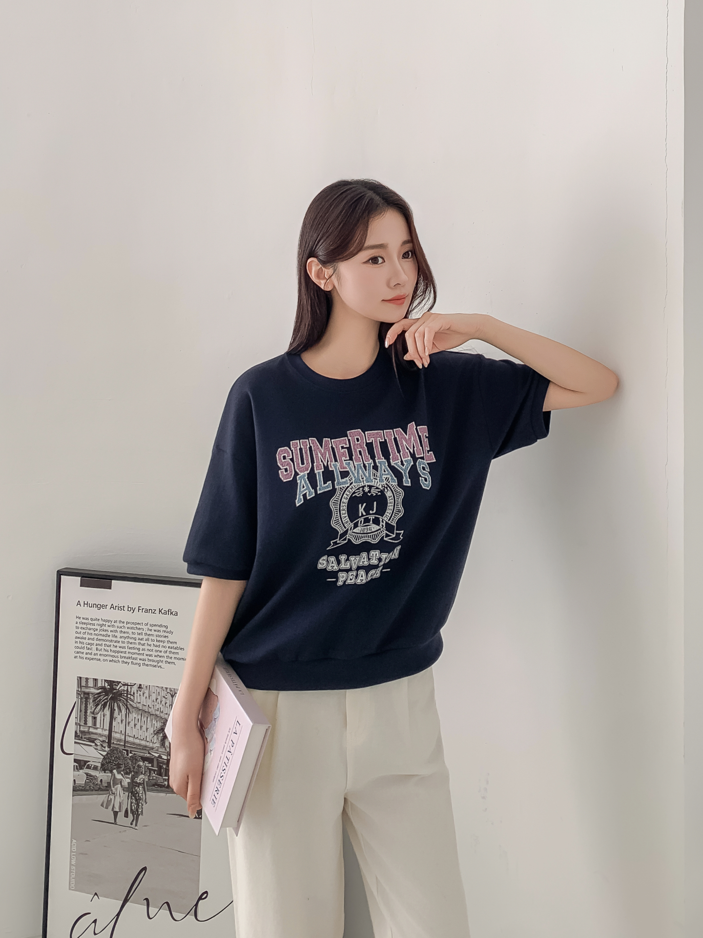 ラウンドネックルーズ半袖ドロップショルダーレタリングスウェット | 詳細画像26