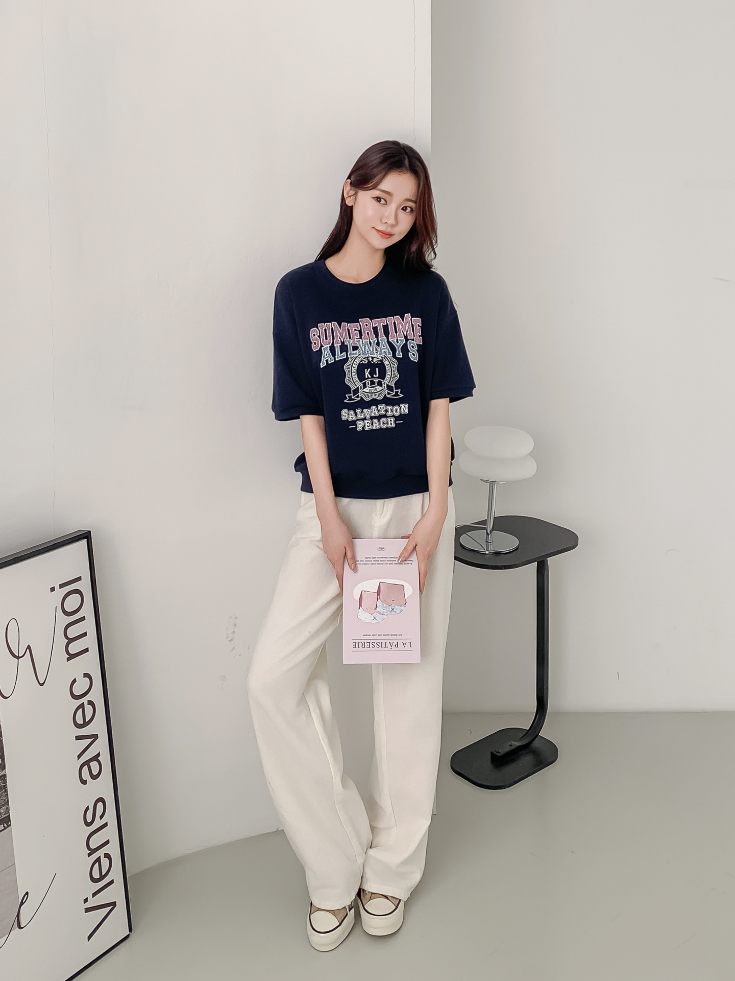 ラウンドネックルーズ半袖ドロップショルダーレタリングスウェット | 詳細画像27