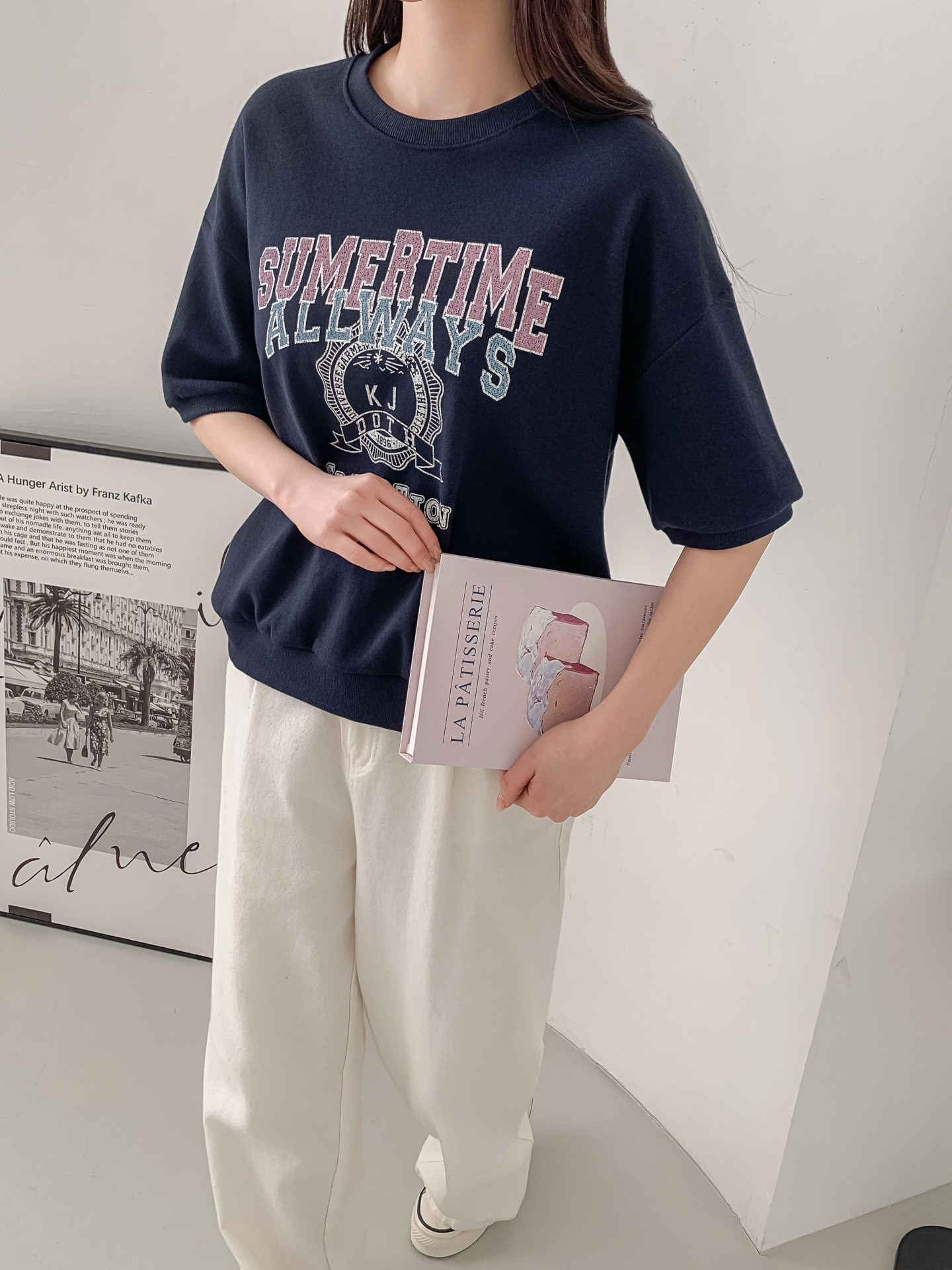 ラウンドネックルーズ半袖ドロップショルダーレタリングスウェット | 詳細画像28