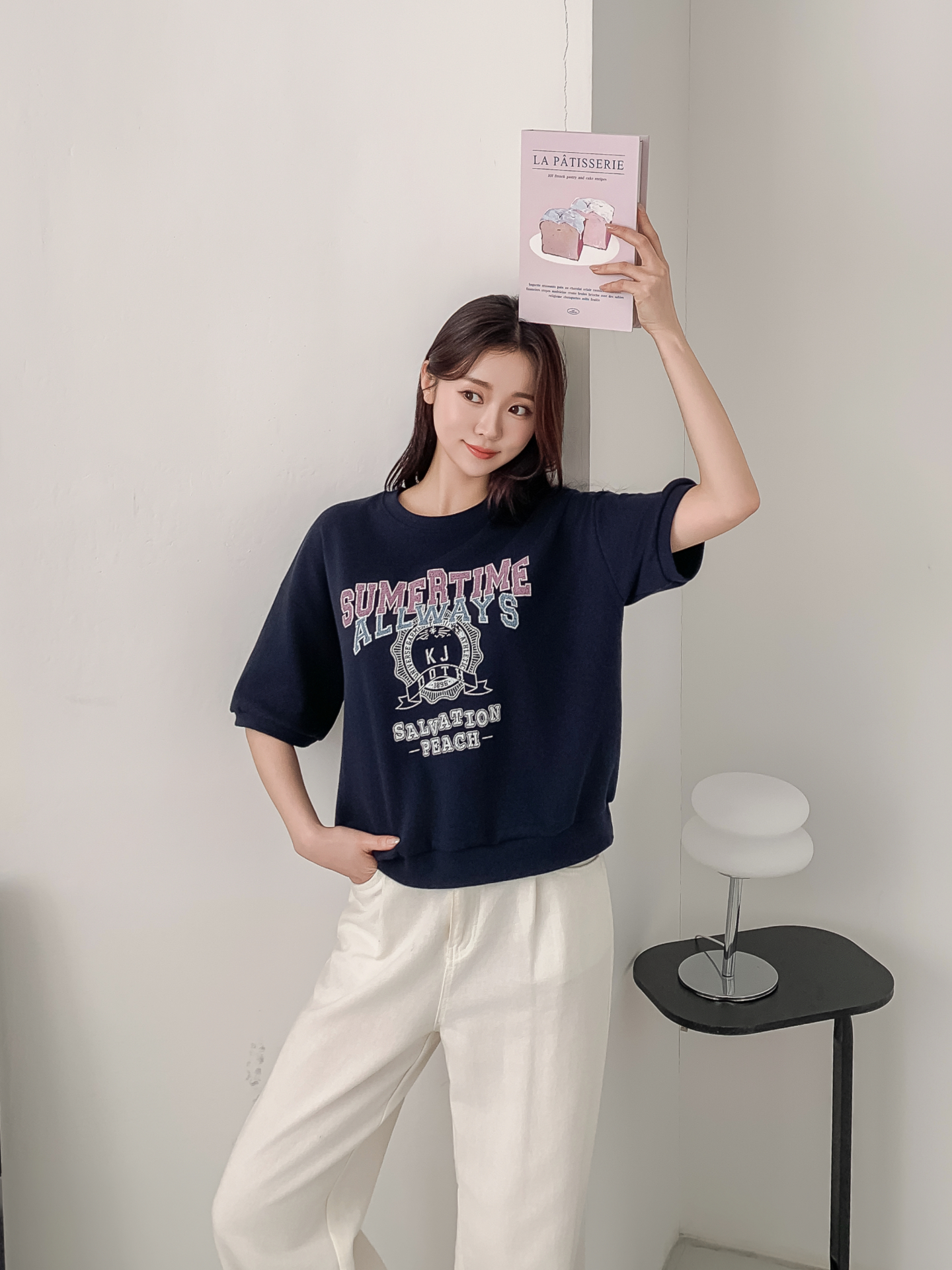 ラウンドネックルーズ半袖ドロップショルダーレタリングスウェット | 詳細画像30