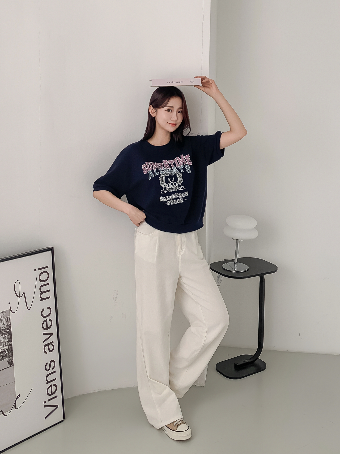 ラウンドネックルーズ半袖ドロップショルダーレタリングスウェット | 詳細画像31