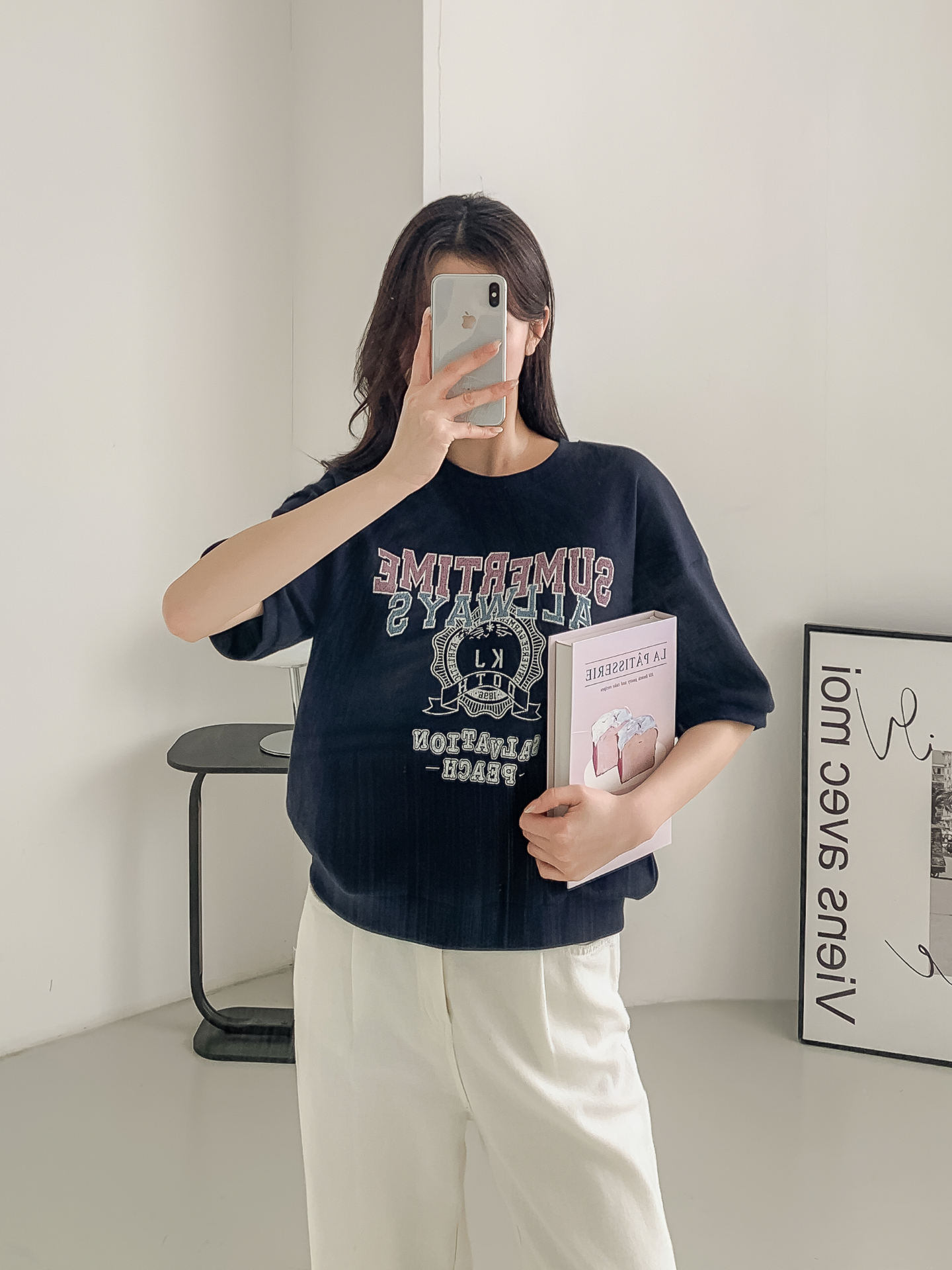 ラウンドネックルーズ半袖ドロップショルダーレタリングスウェット | 詳細画像32