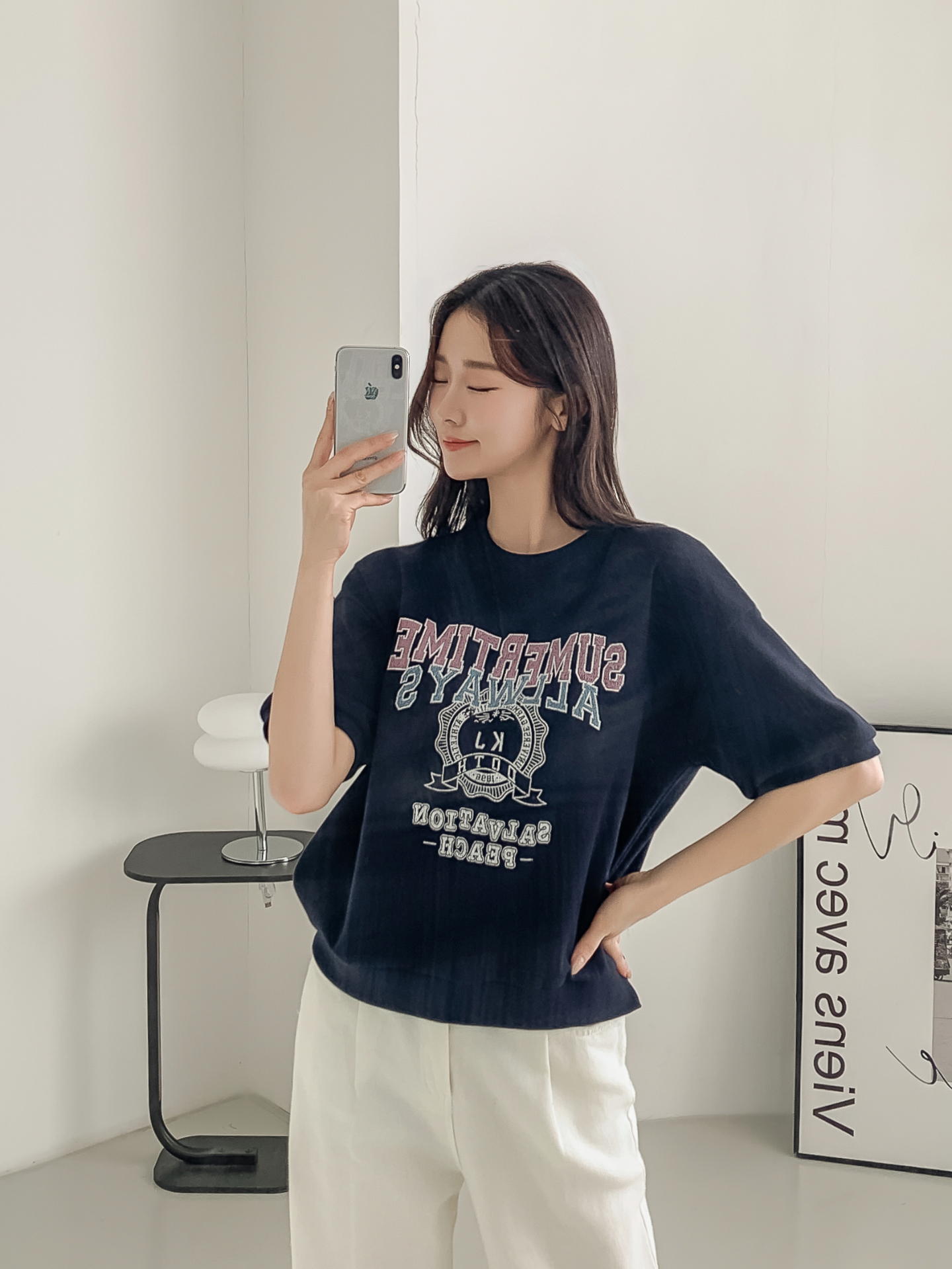 ラウンドネックルーズ半袖ドロップショルダーレタリングスウェット | 詳細画像34