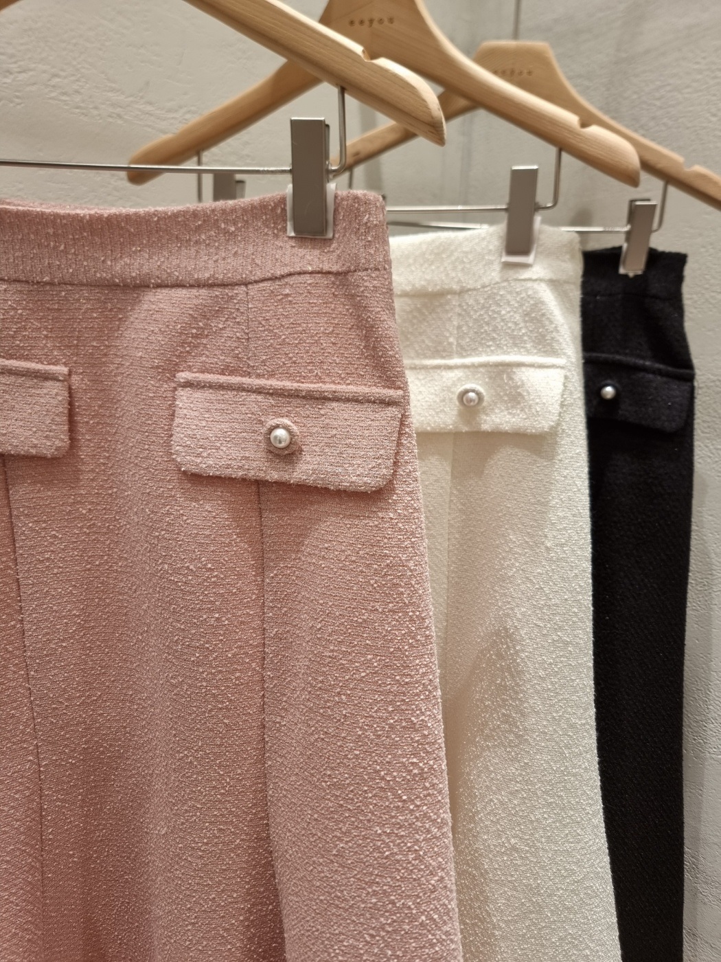 ラインロングビジューボタンフレアAライン無地スカート | 詳細画像17