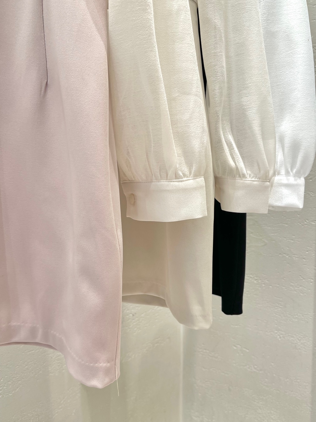 コンビカラーラインパフスリーブHライン長袖ギャザーボタンスリーブワンピース | 詳細画像25