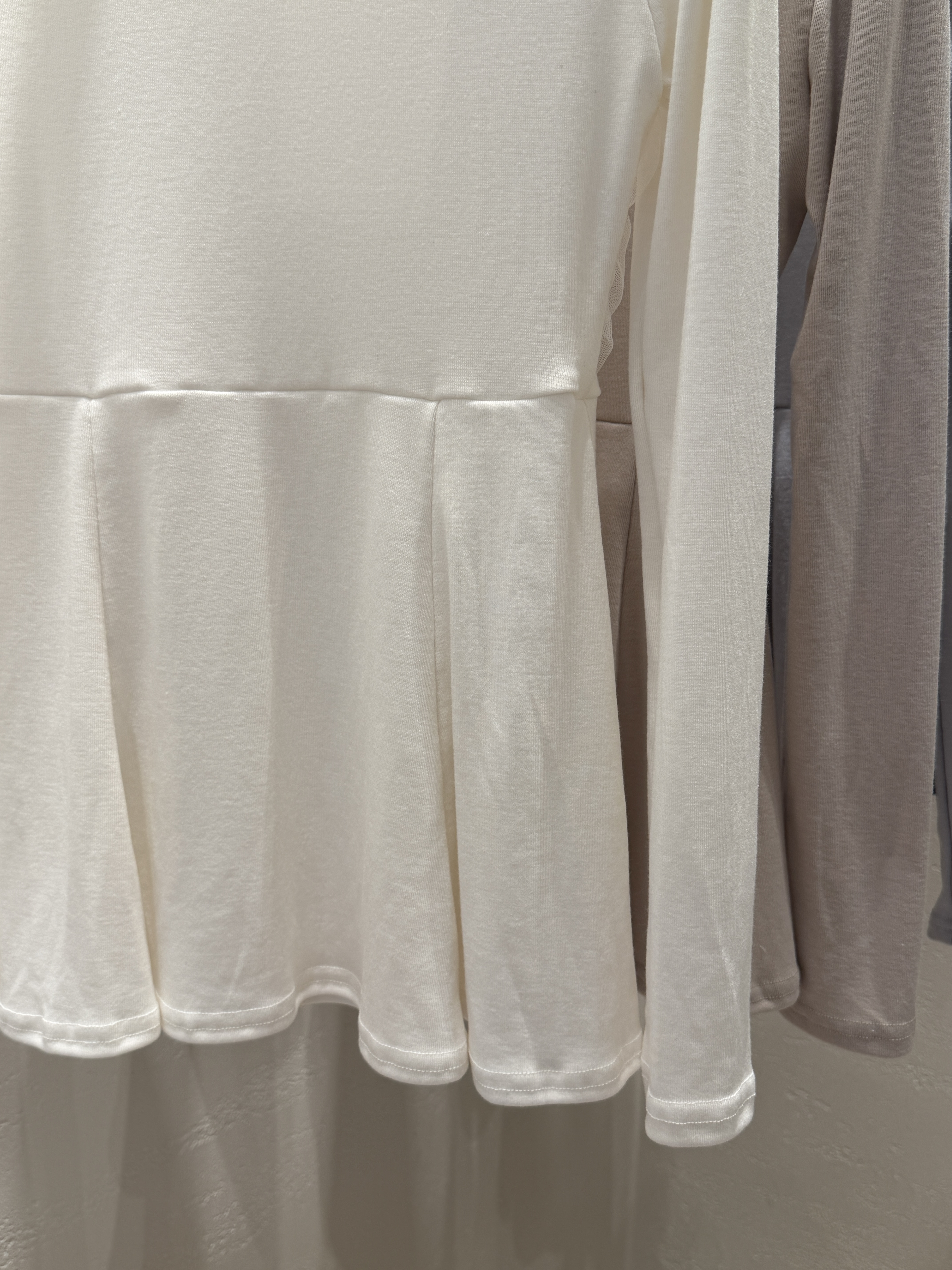 シフォンコンビスクエアネック長袖フレアハーフ無地Tシャツ | 詳細画像24