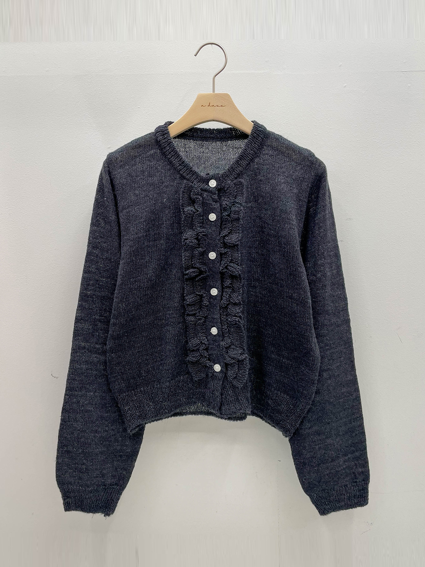 ニットウール混ボタンラウンドネックフリルベーシック長袖カーディガン | 詳細画像15