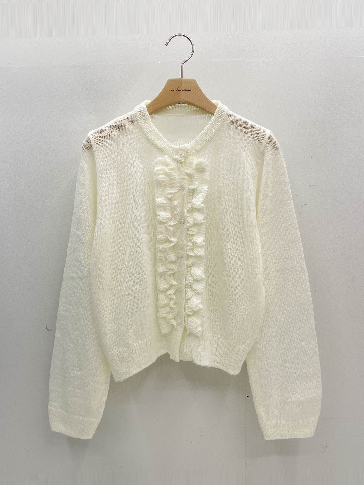 ニットウール混ボタンラウンドネックフリルベーシック長袖カーディガン | 詳細画像12