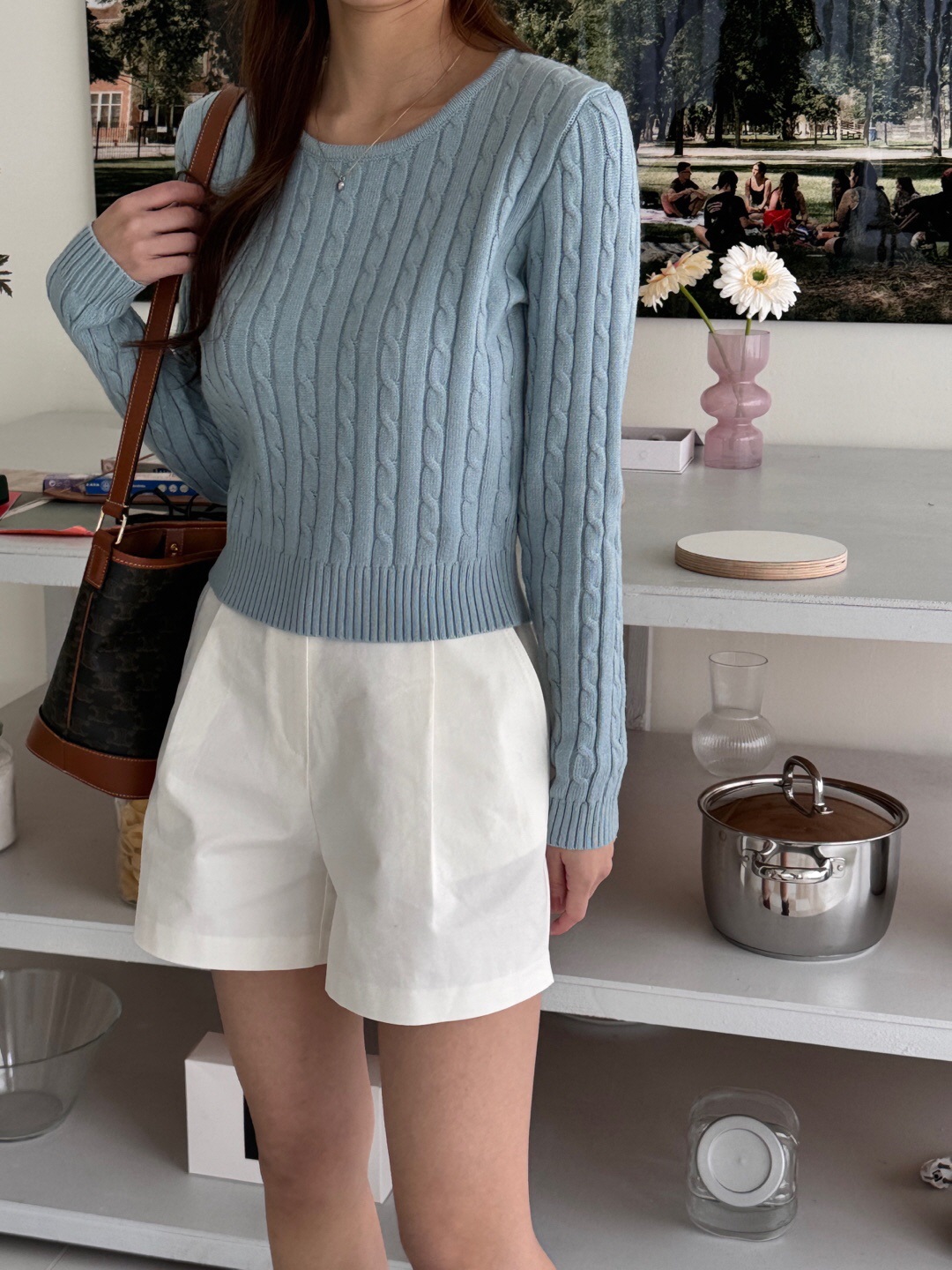 ラウンドネックベーシック長袖ケーブルニット | 詳細画像6